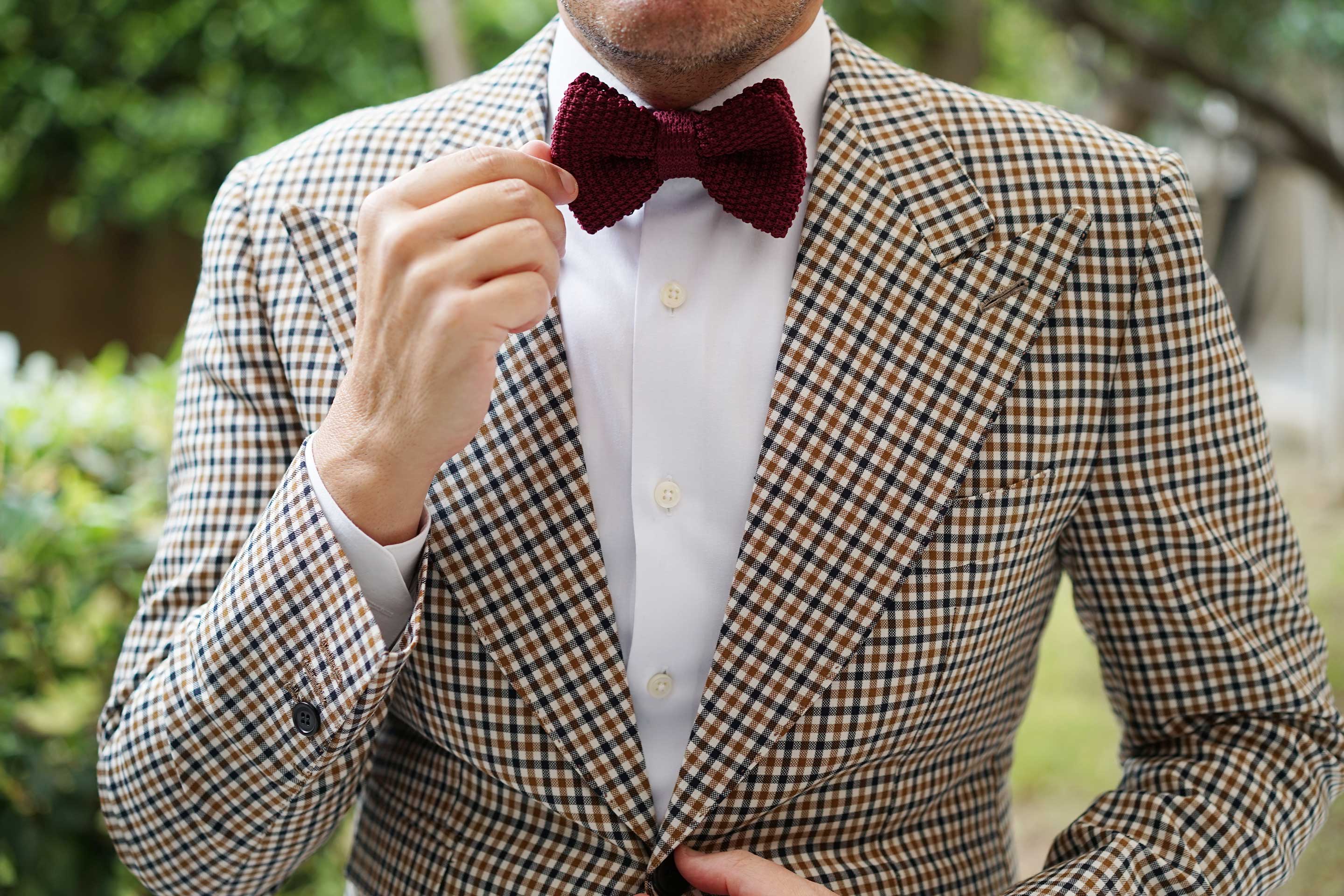 Maroon Knitted Bow Tie