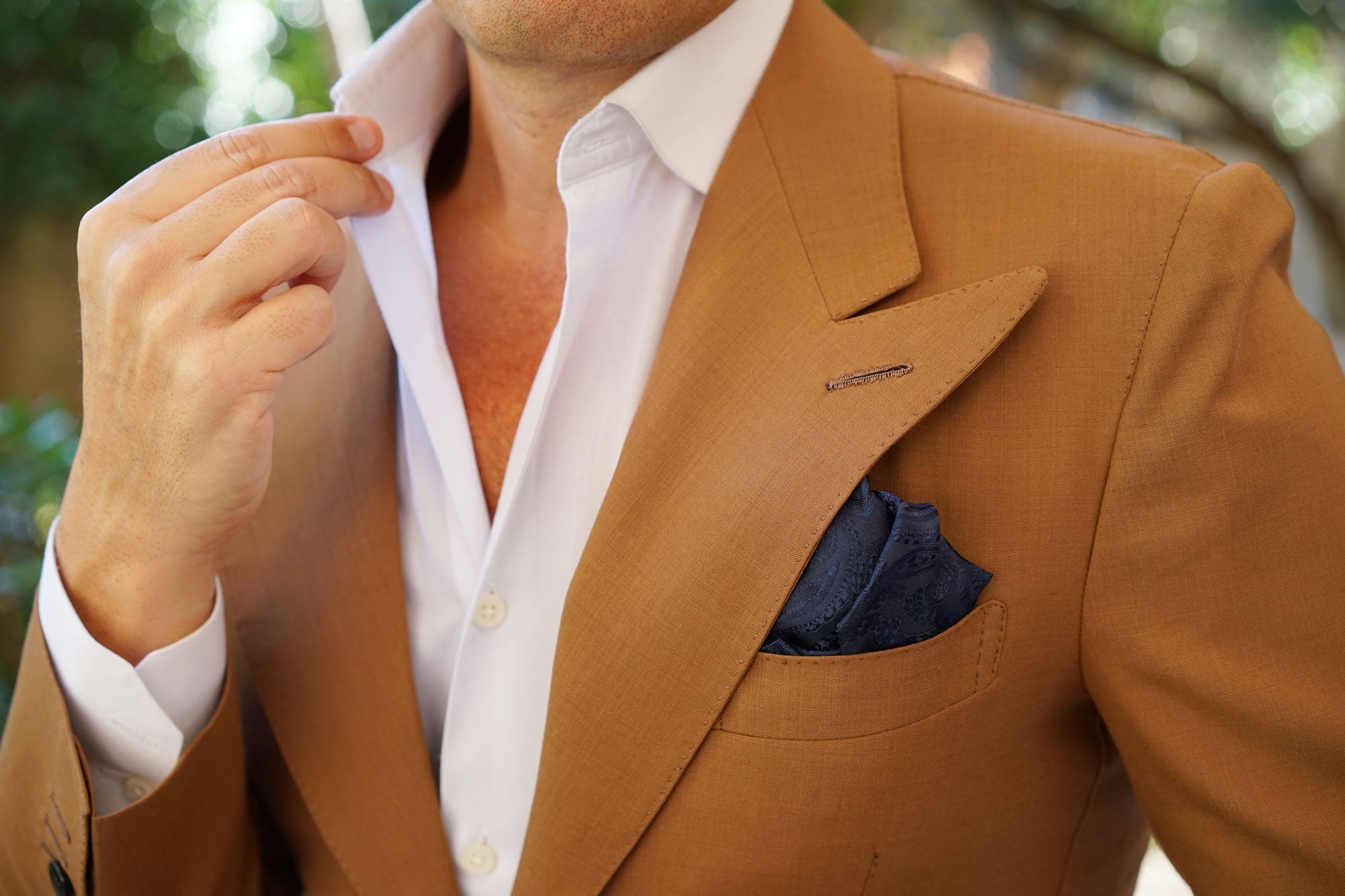 Midnight Navy Paisley Pocket Square