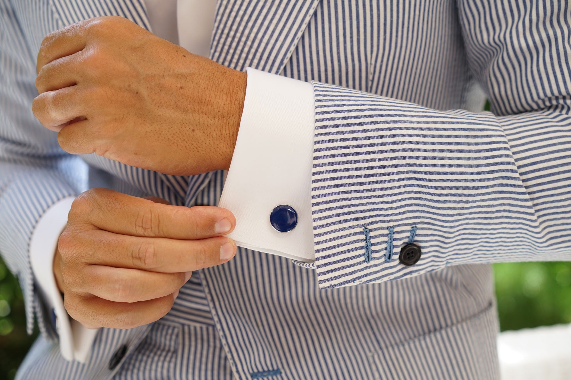 Deep Sea Blue and Silver Cufflinks