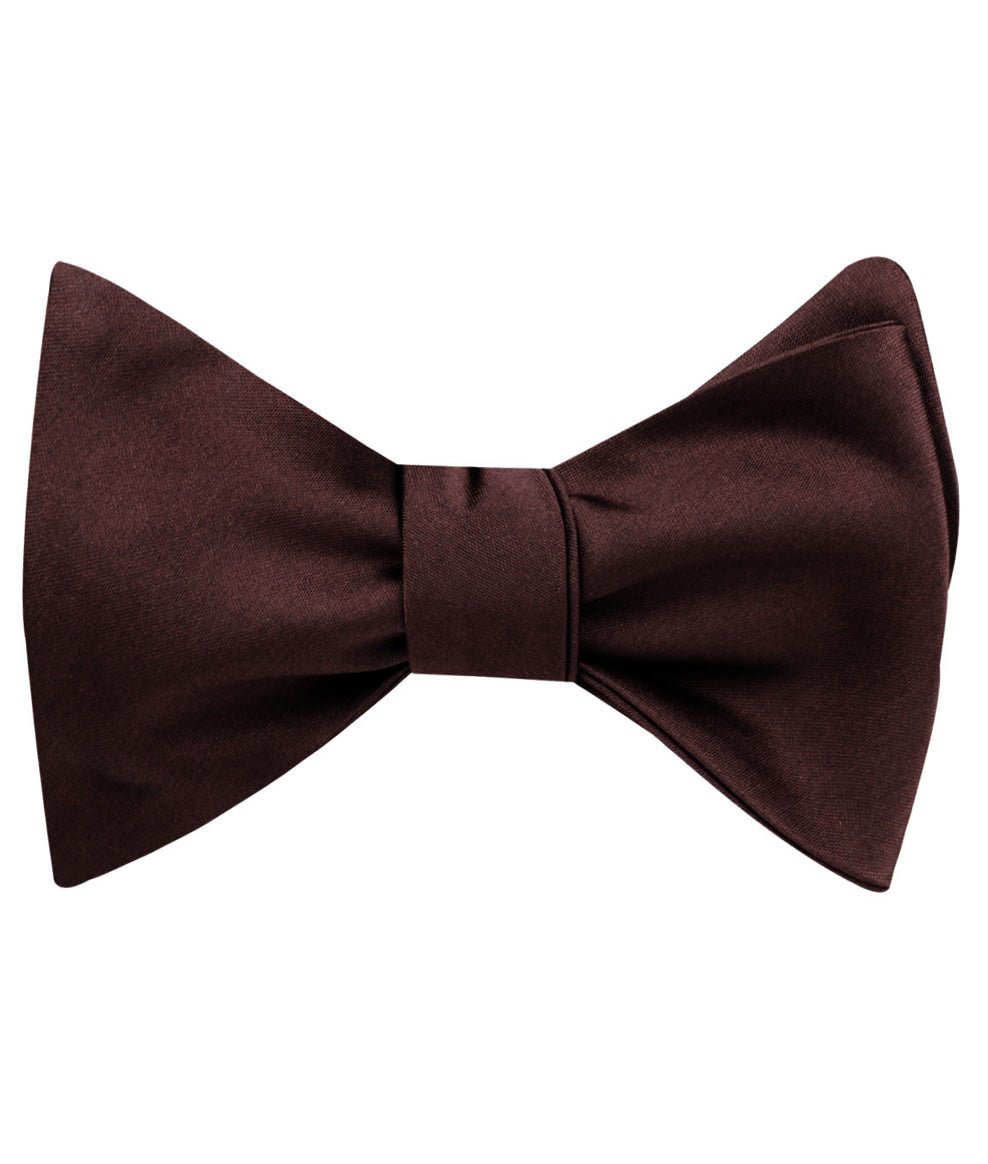 Cocoa Brown Satin Self Bow Tie