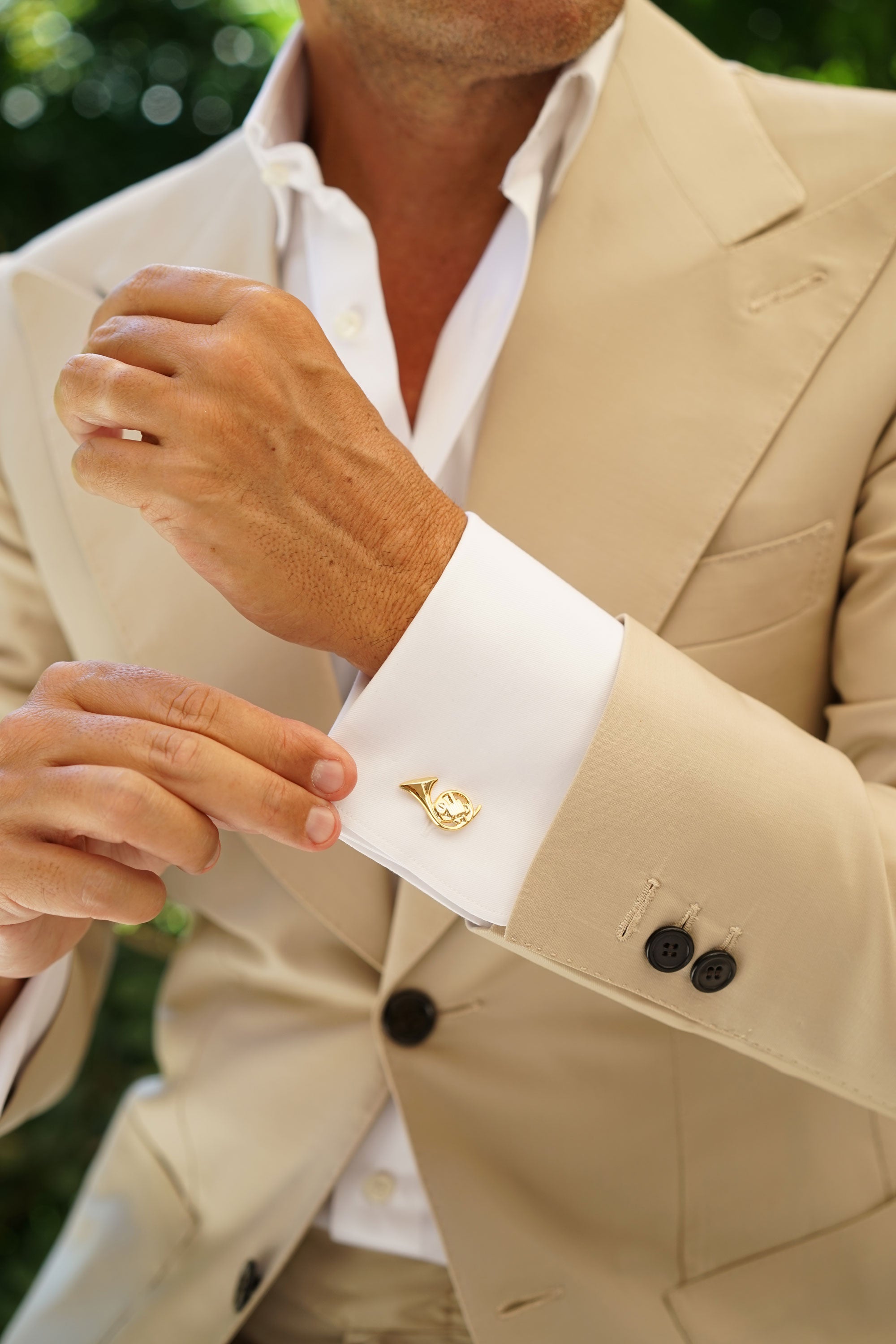 Jackie French Horn Gold Cufflinks