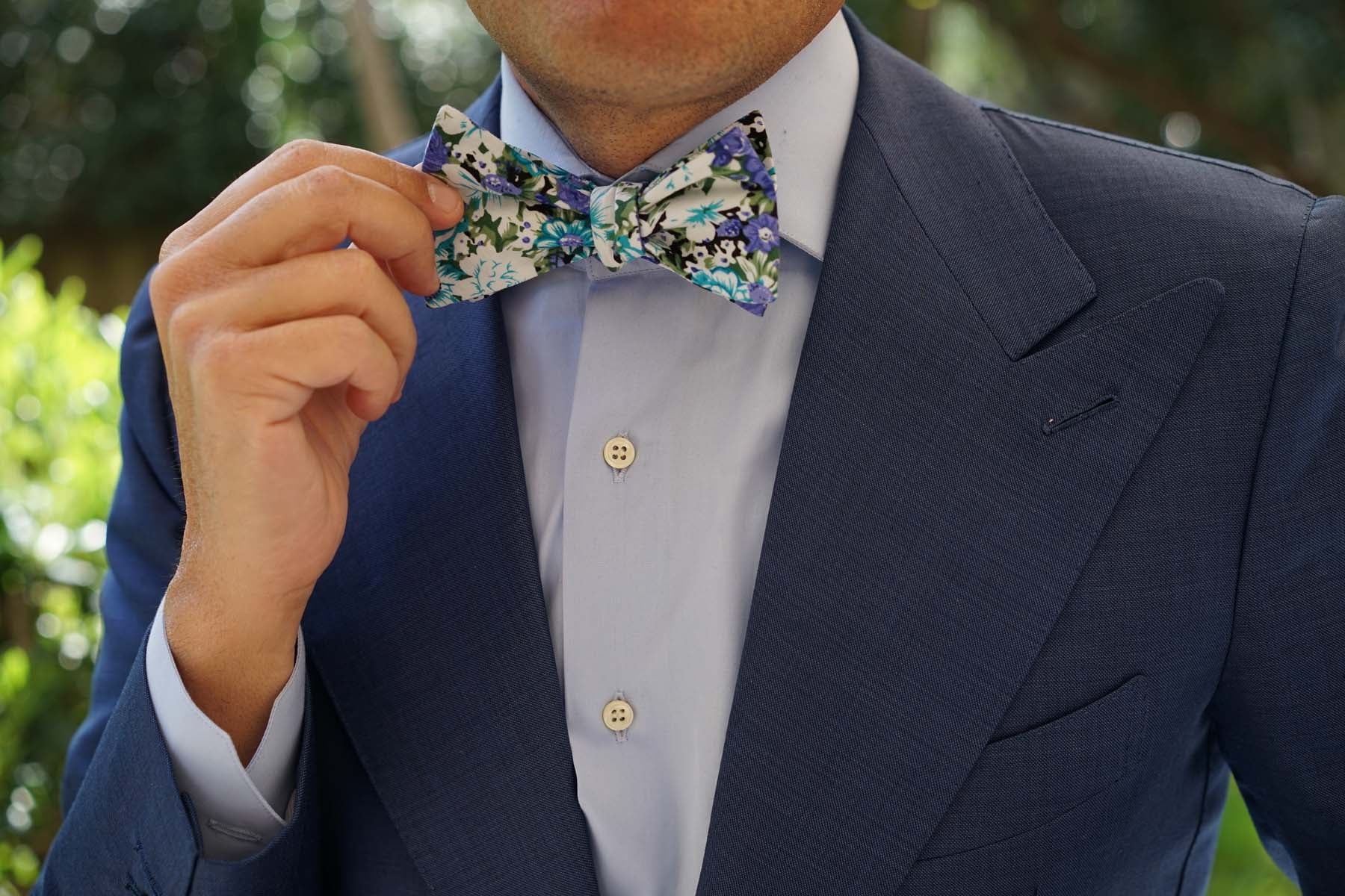 Pianosa Purple Floral Self Bow Tie