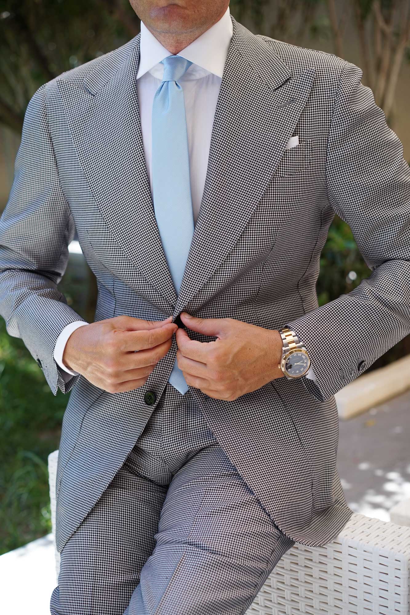 Capri Blue Twill Skinny Tie