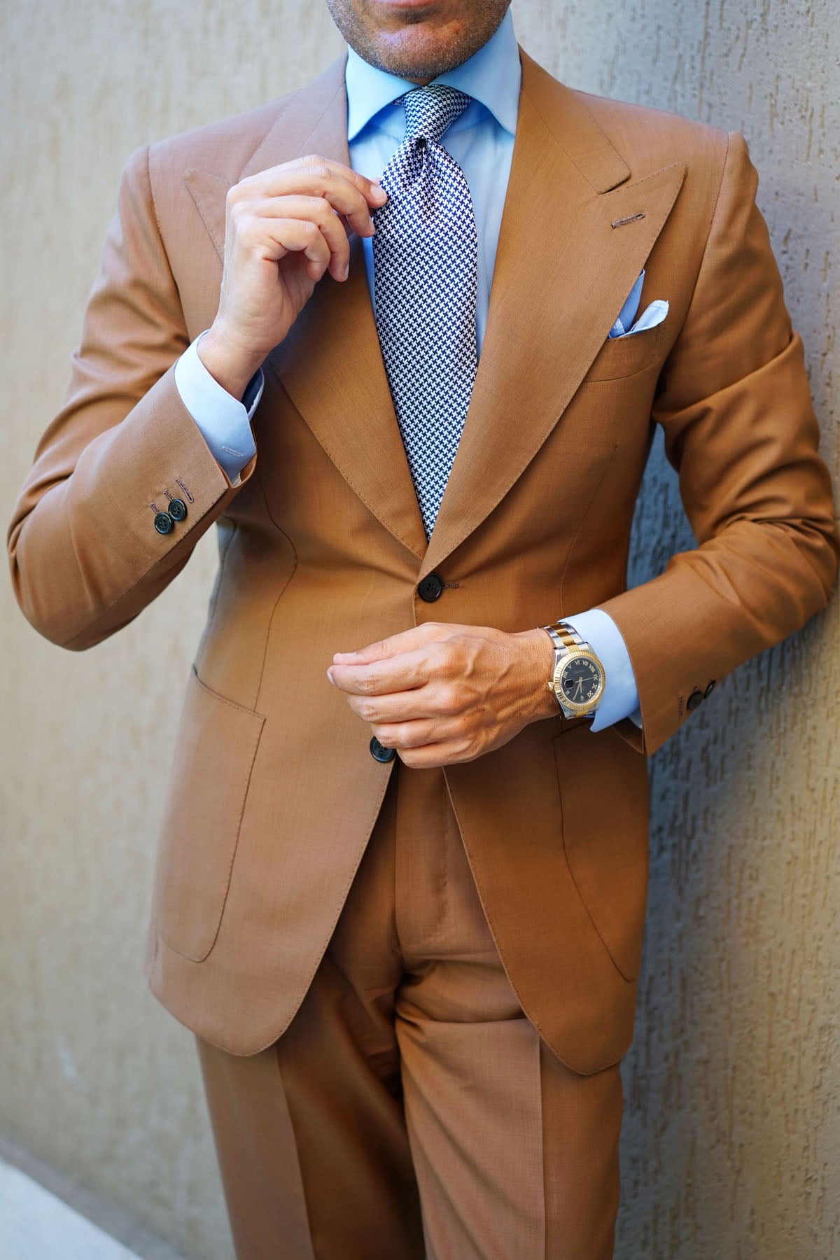 Deep Blue Houndstooth Tie