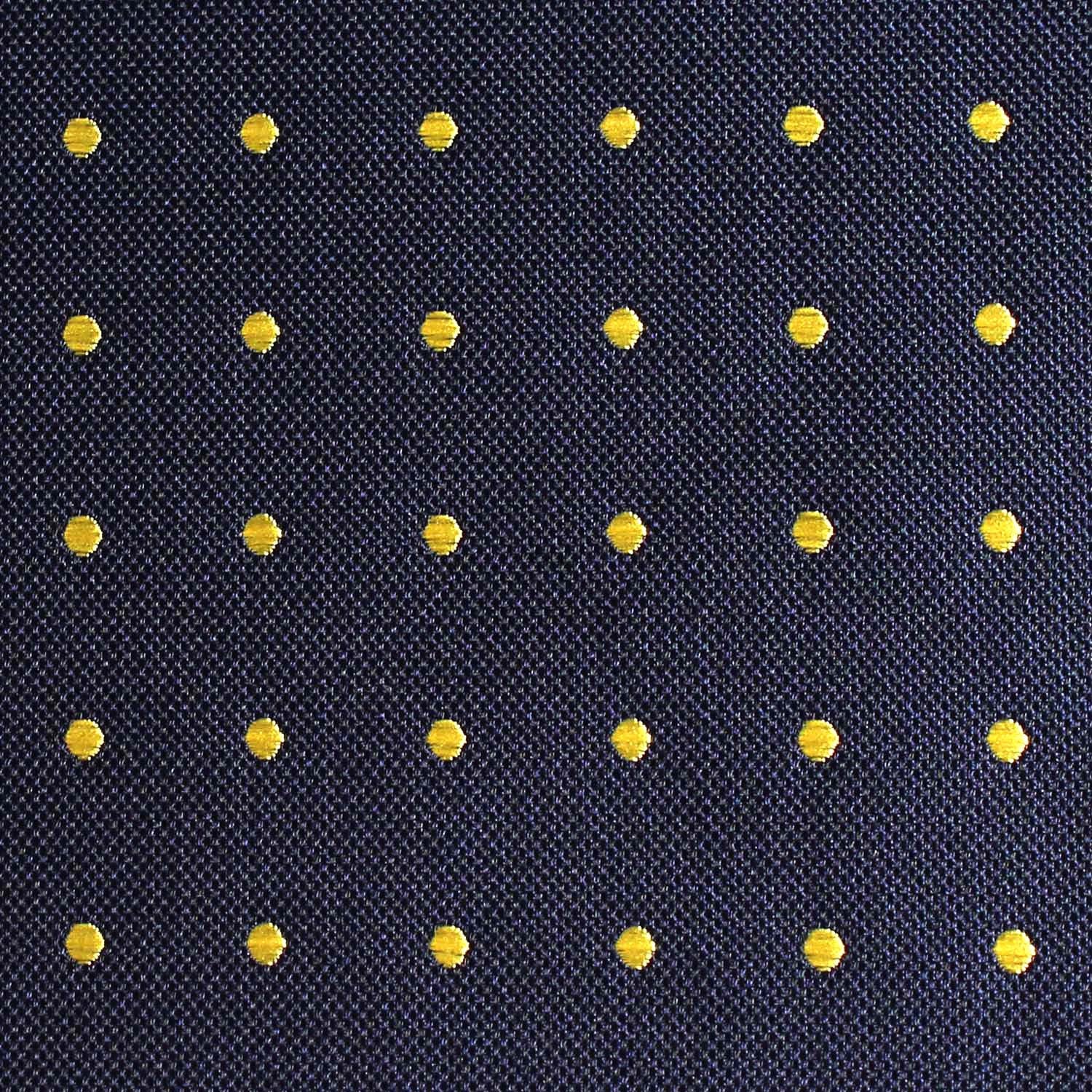 Navy Blue with Yellow Polka Dots Self Tie Diamond Tip Bow Tie