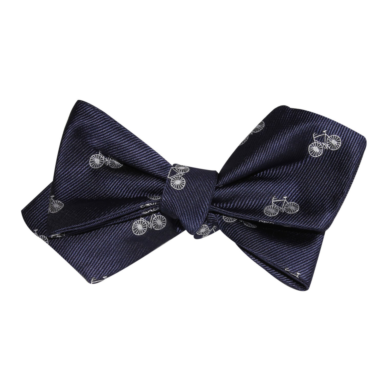 Navy Blue French Bicycle Self Tie Diamond Tip Bow Tie