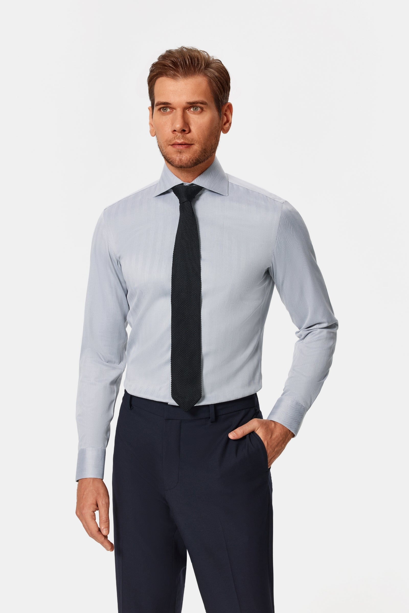 Van Patten Gray Herringbone Lucious Non-Iron Shirt