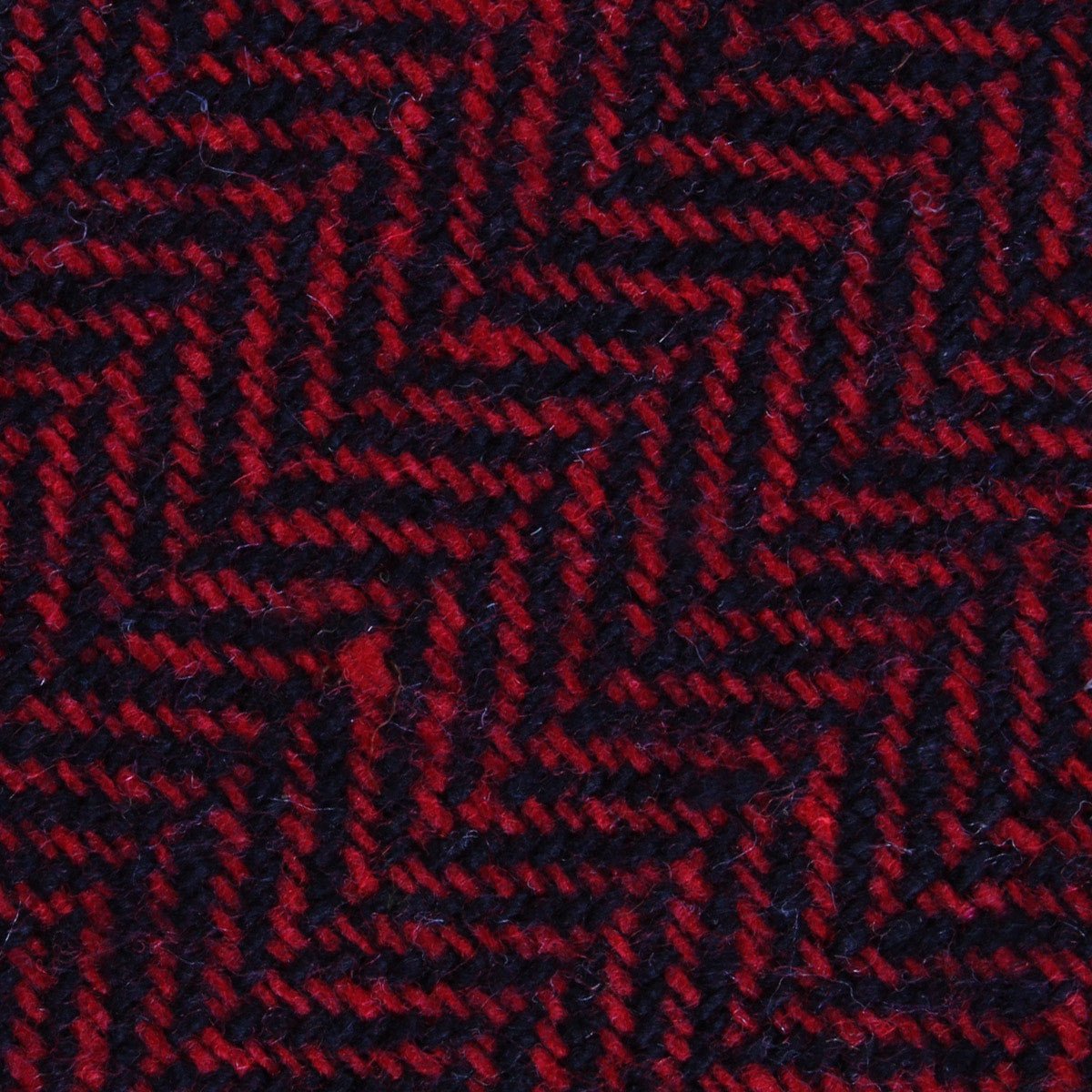 Black & Red Herringbone Wool Pocket Square