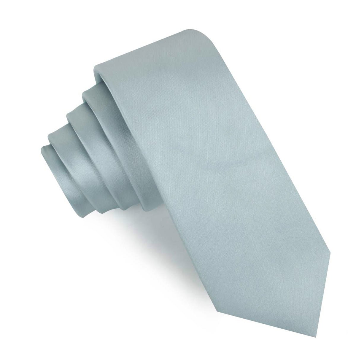 Light Silver Sage Satin Skinny Tie