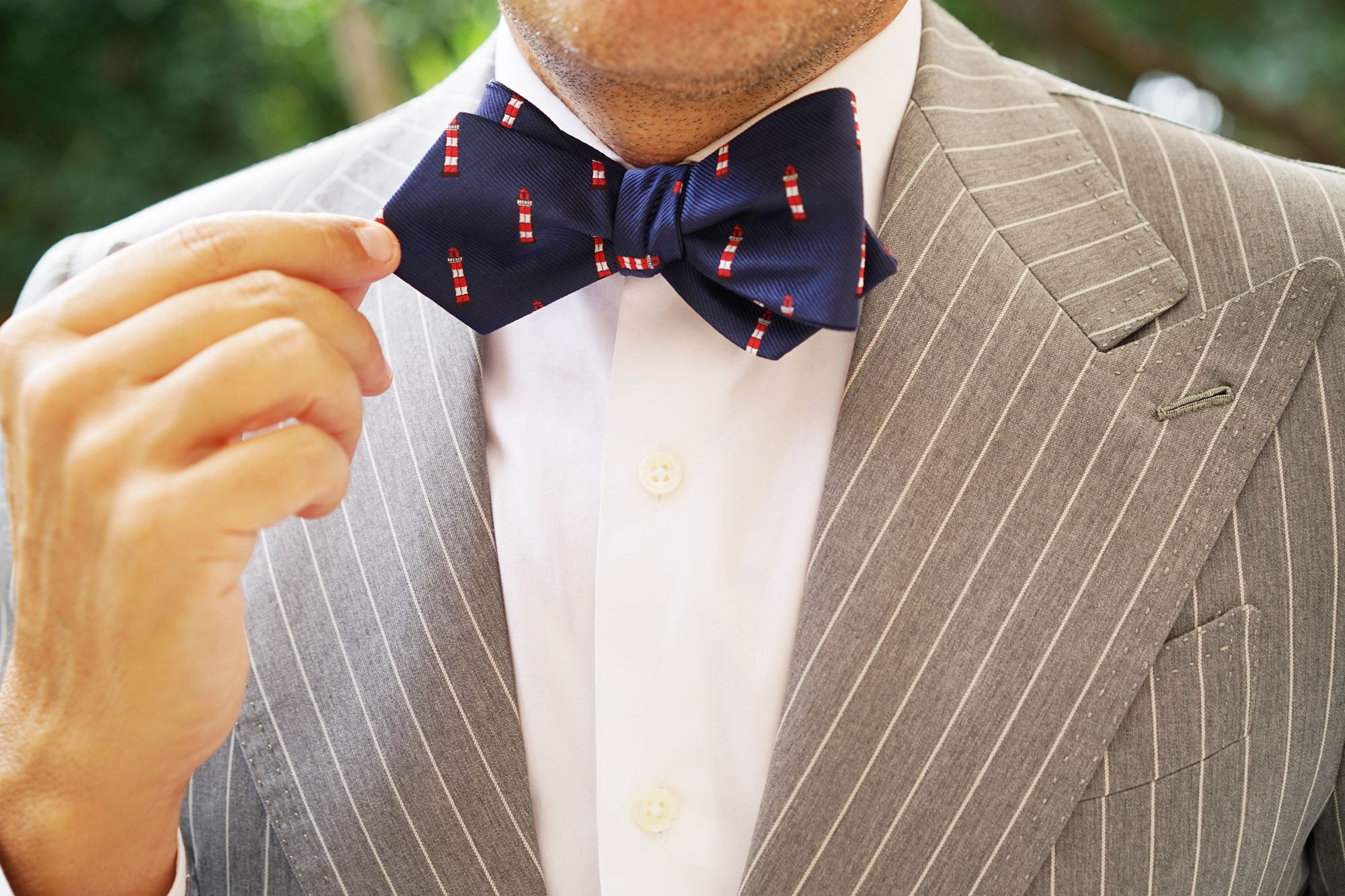 Nautical Lighthouse Diamond Self Bow Tie