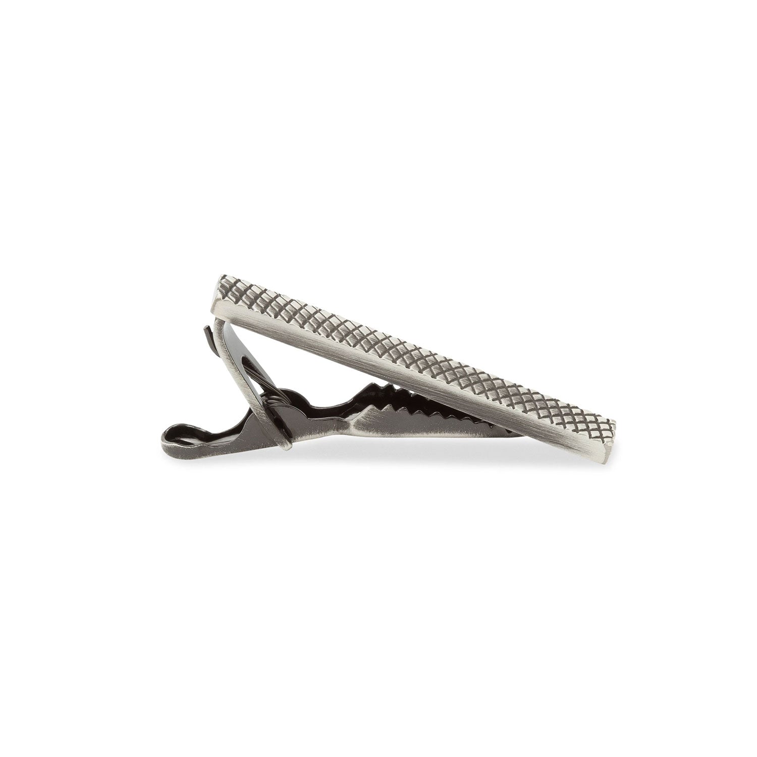 Mini Antique Silver Crosshatch Tie Bar