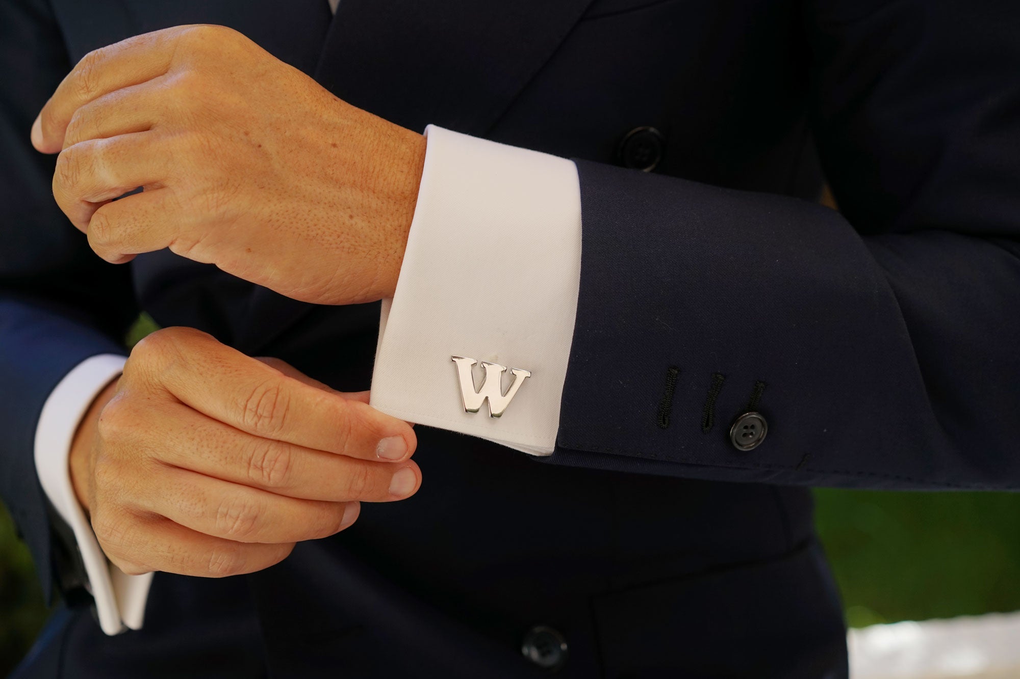 Letter W Silver Cufflinks