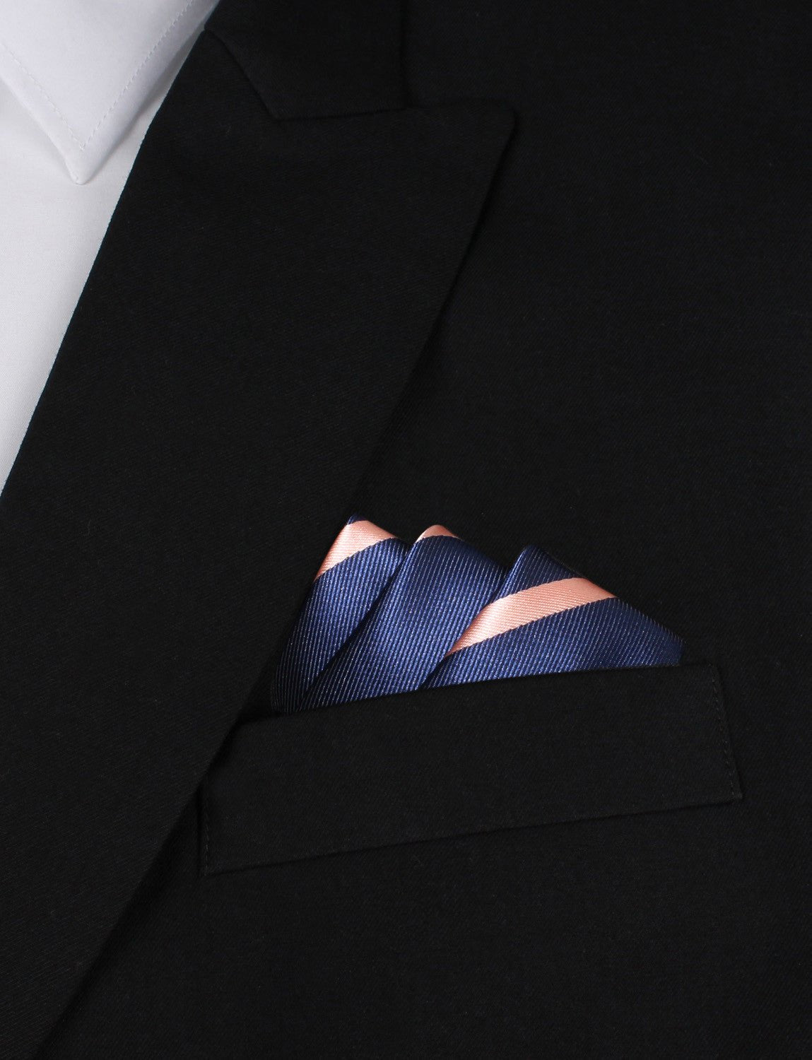 Navy Blue with Peach Stripes Pocket Square