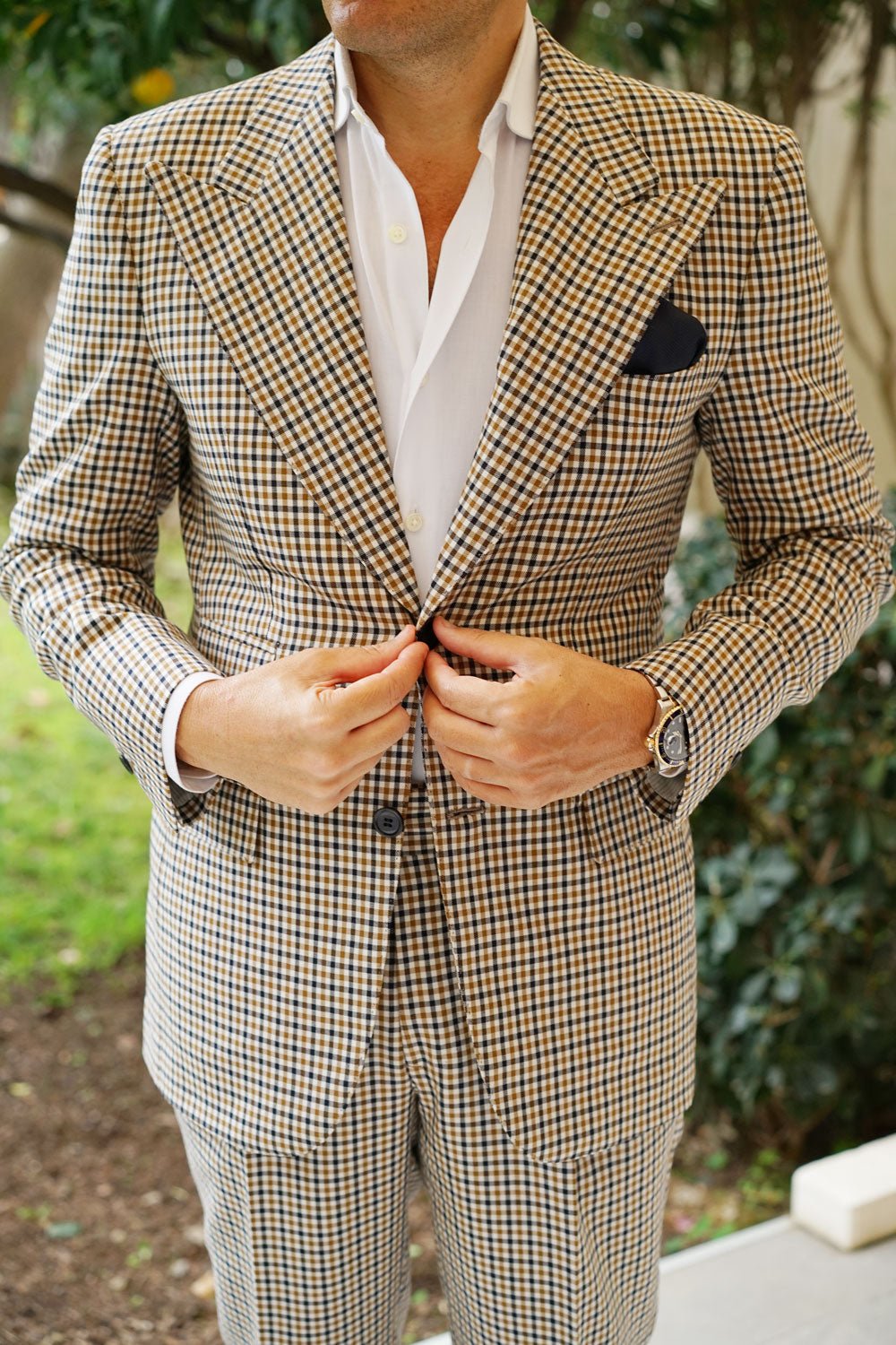 Navy Blue Oxford Stitch Pocket Square