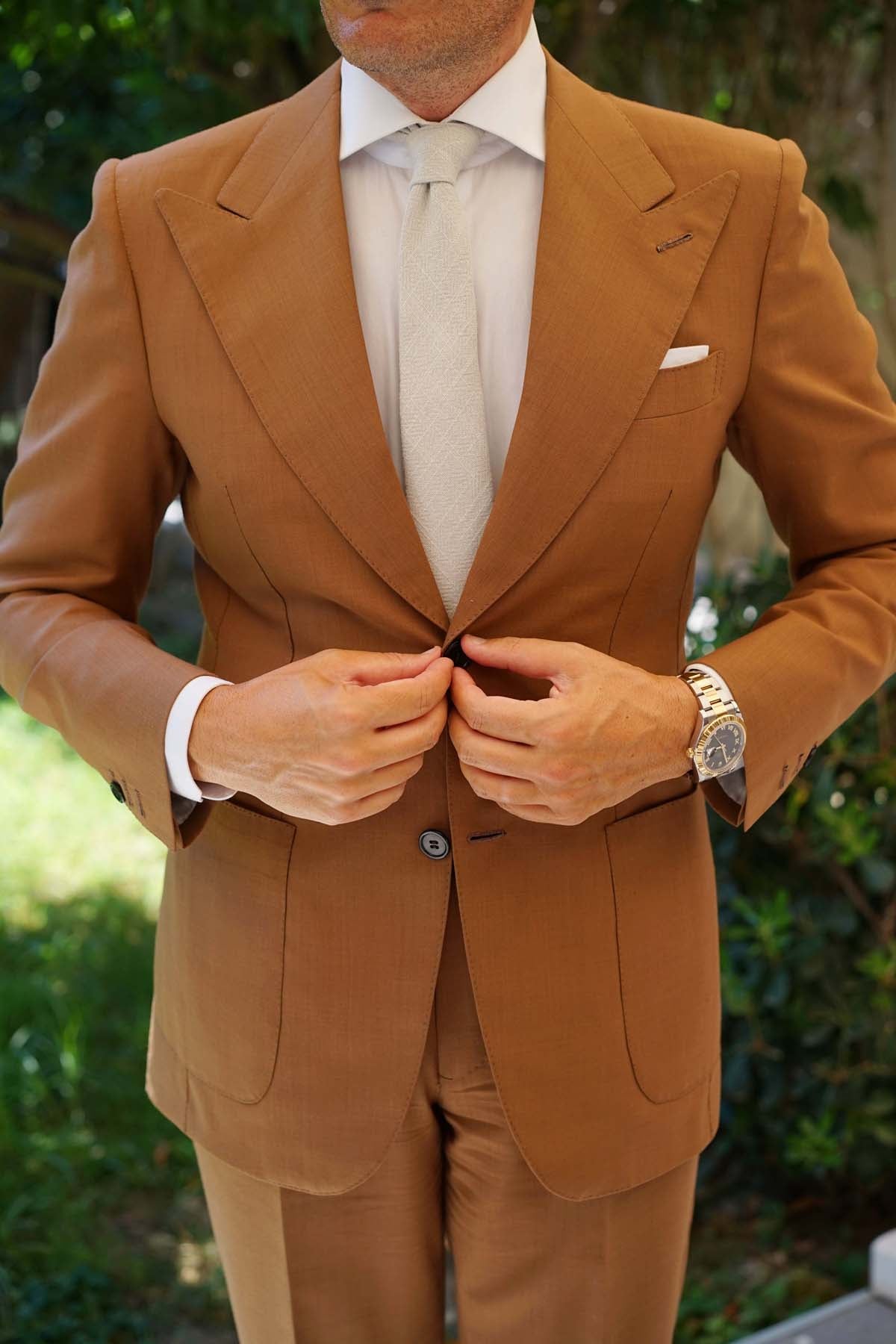 Sterling Silver Grey Linen Skinny Tie