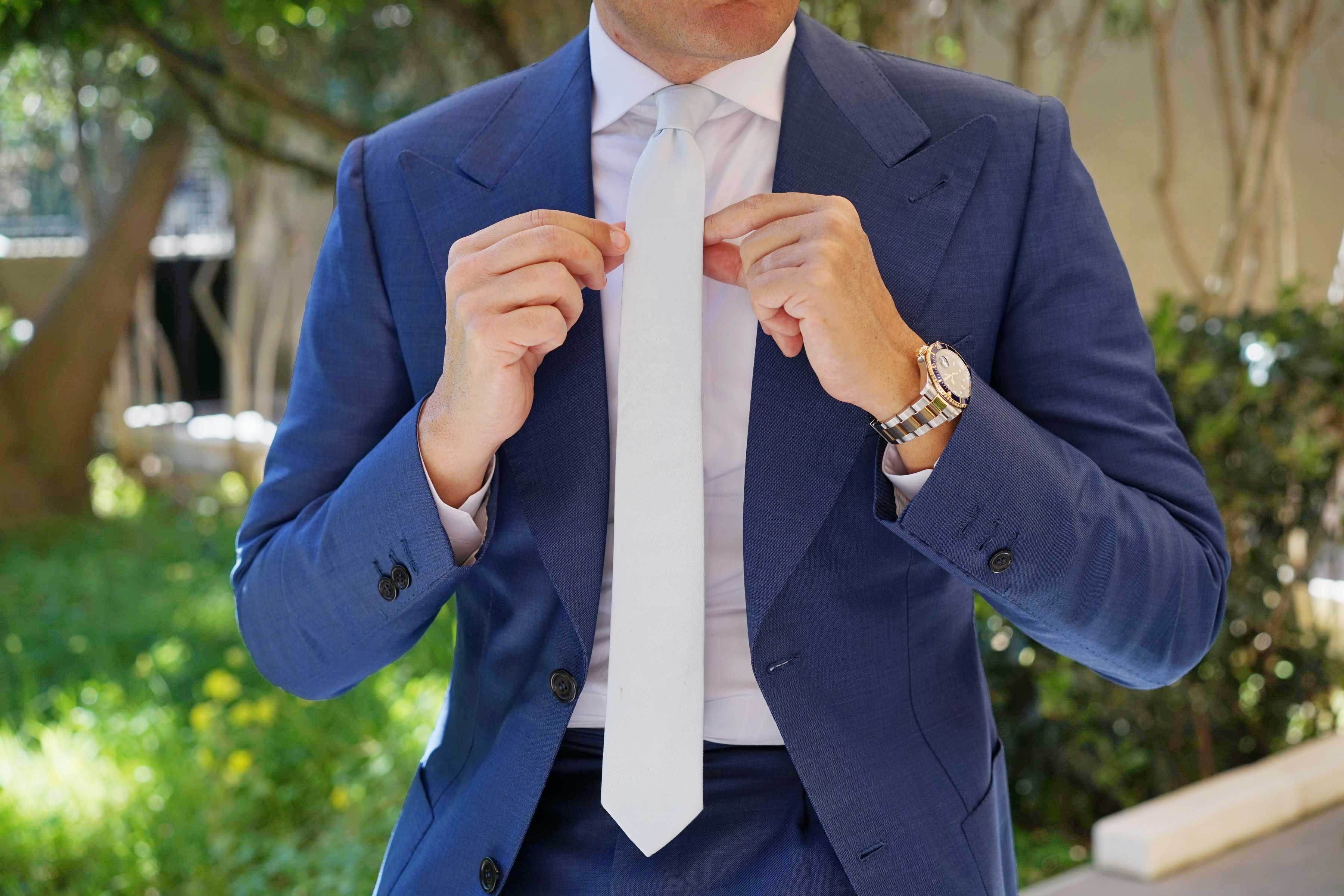 Alice Blue Cotton Skinny Tie