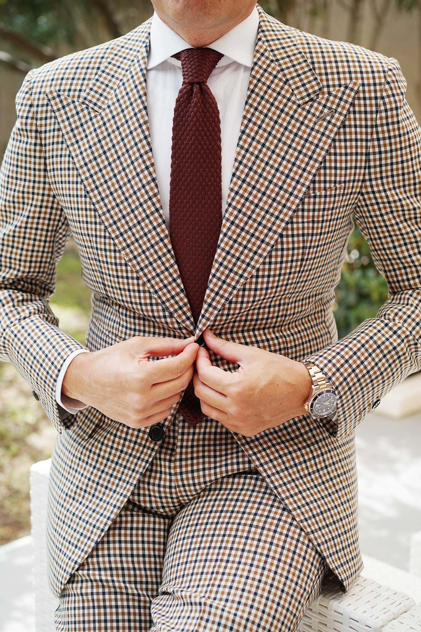 Trouvaille Brown Knitted Tie