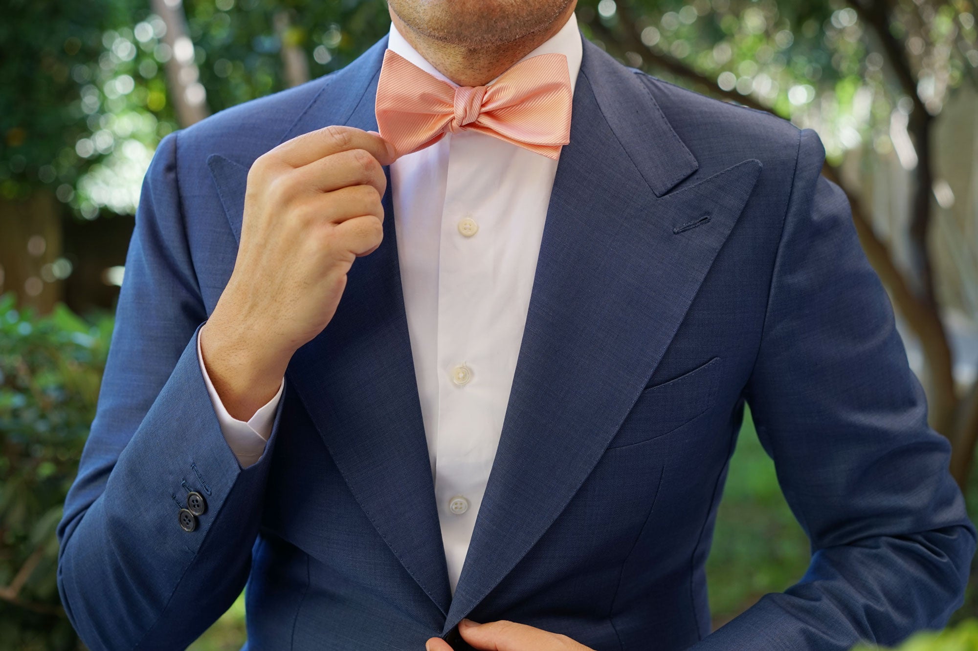 Salmon Frosty Pink Twill Self Bow Tie