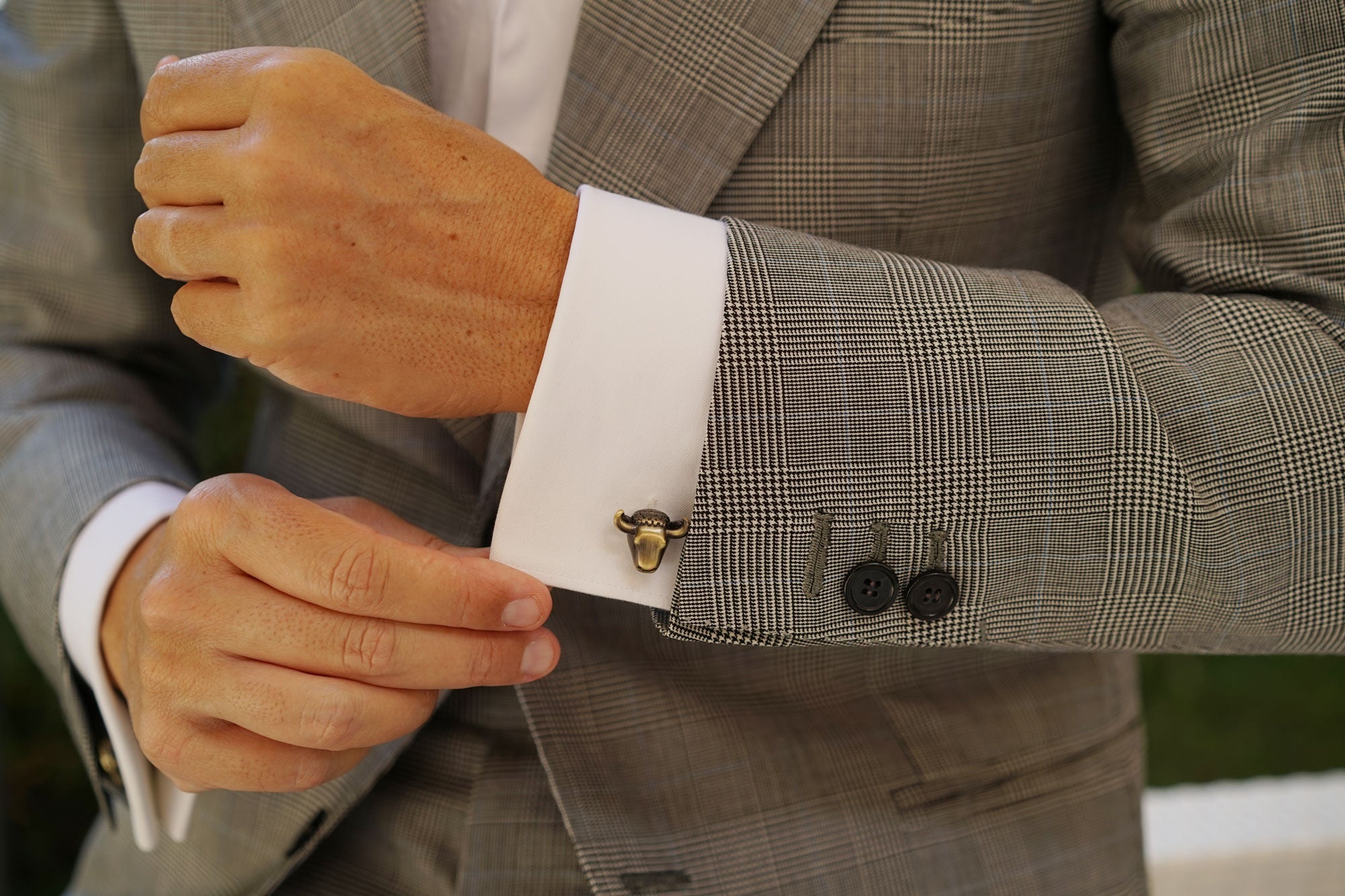 Antique Brass Wall Street Bull Cufflinks