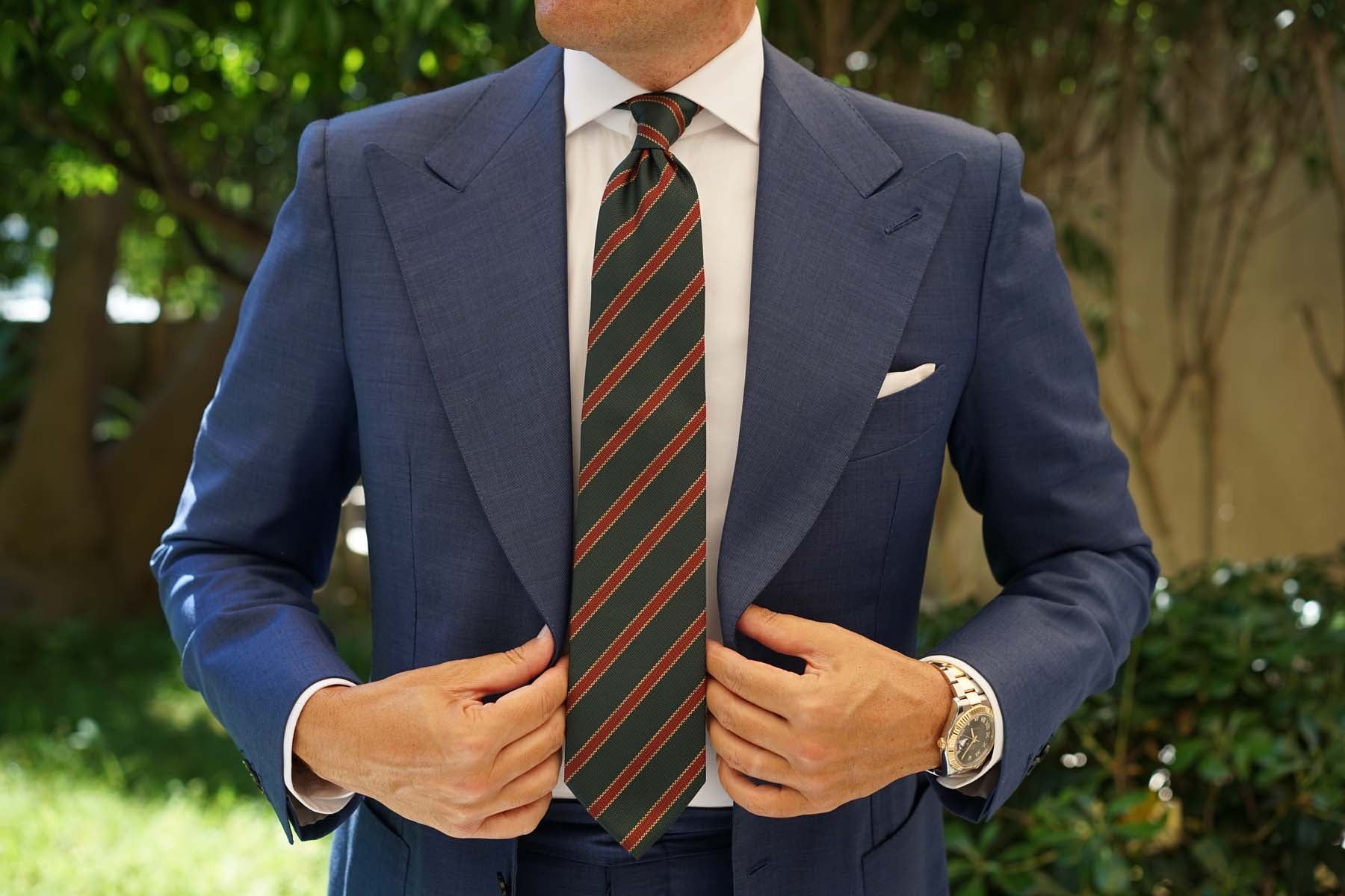 Canterbury Green with Royal Red Stripes Necktie