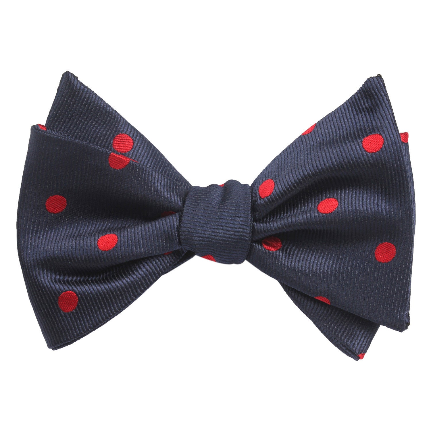 Navy Blue Bow Tie Untied with Red Polka Dots