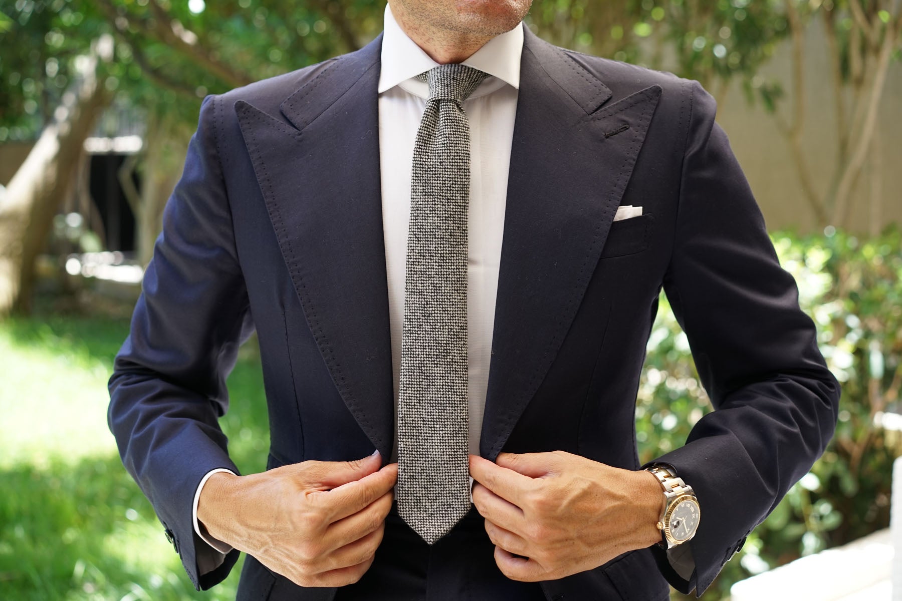 Black Porcupine English Wool Skinny Tie