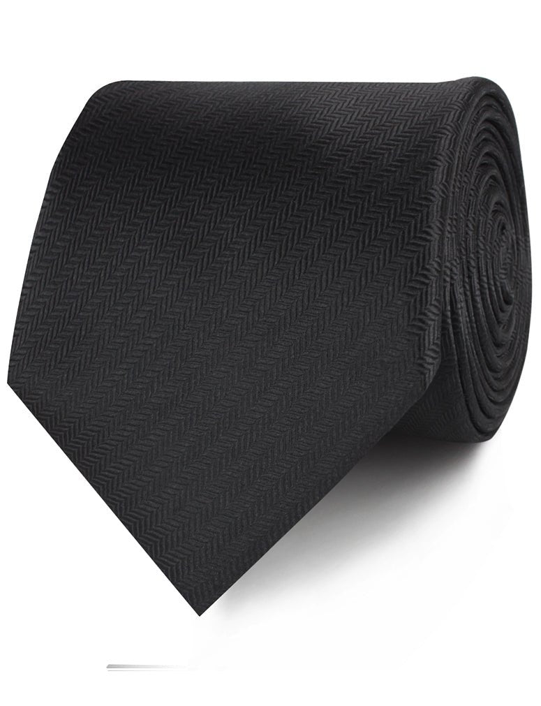 Onyx Black Herringbone Necktie