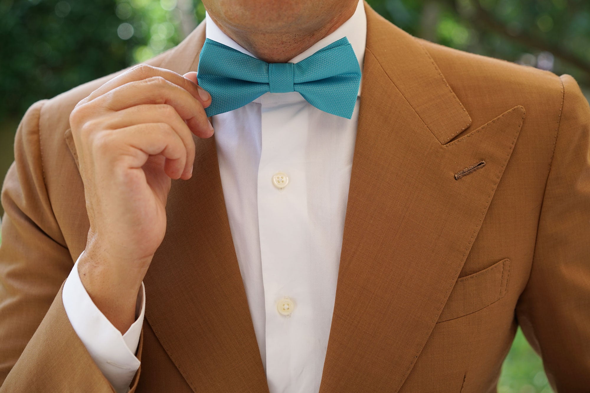 Aqua Blue Malibu Weave Bow Tie