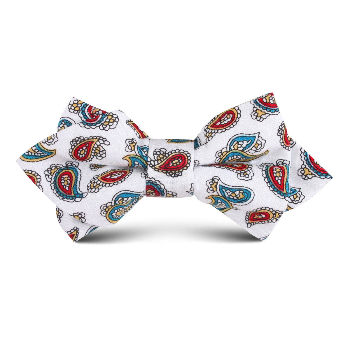 Ponte Vecchio White Paisley Kids Diamond Bow Tie