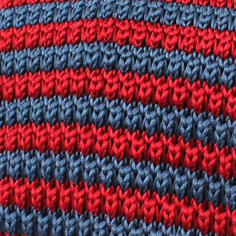 Red & Blue Stripes Knitted Tie