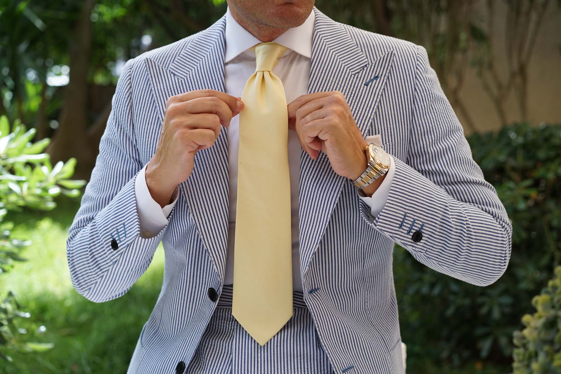 Canary Blush Yellow Weave Necktie