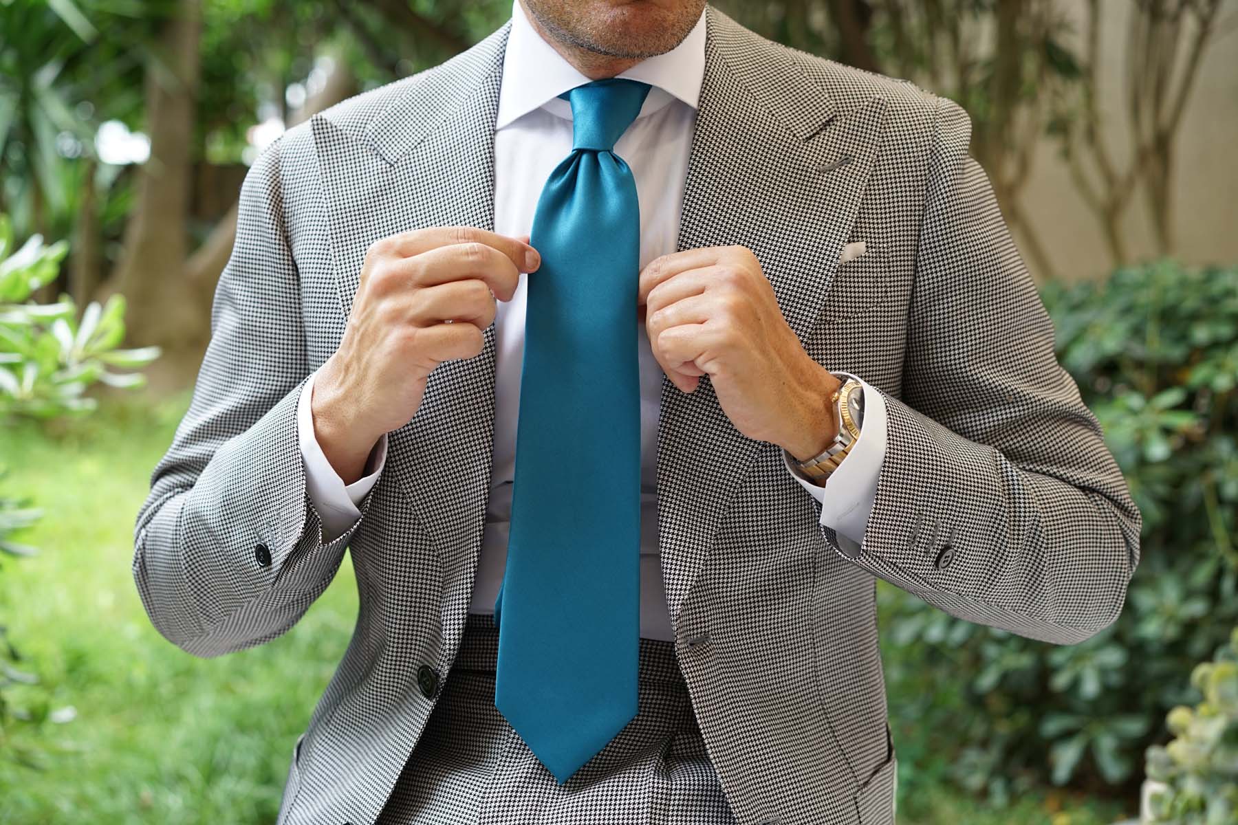 Oasis Teal Satin Necktie