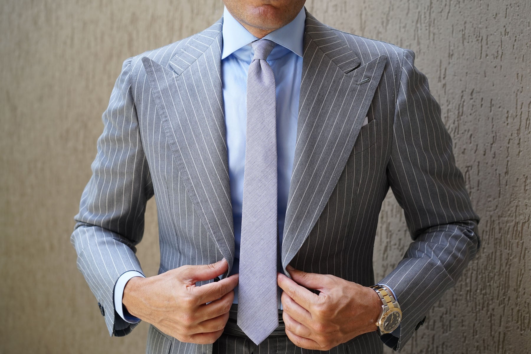 French Pinstripe Cotton Skinny Tie