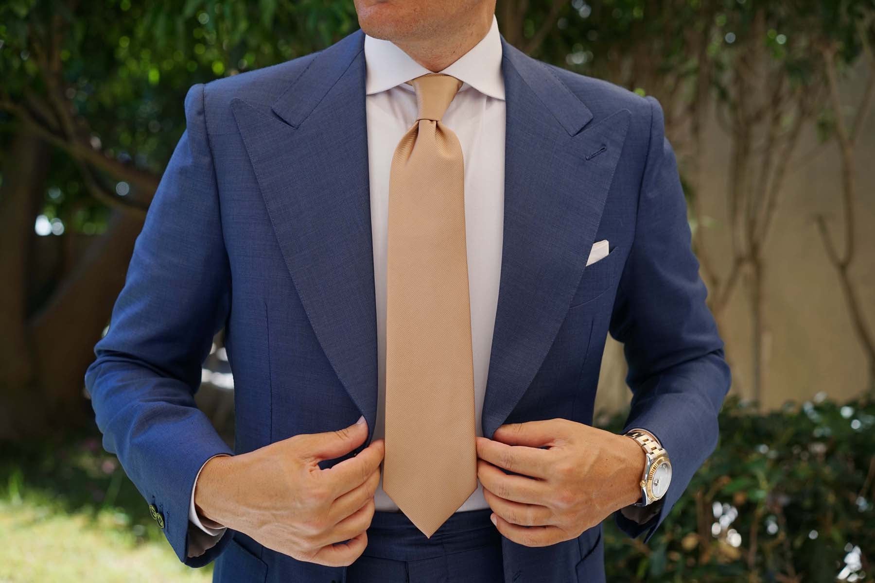 Nude Brown Twill Necktie