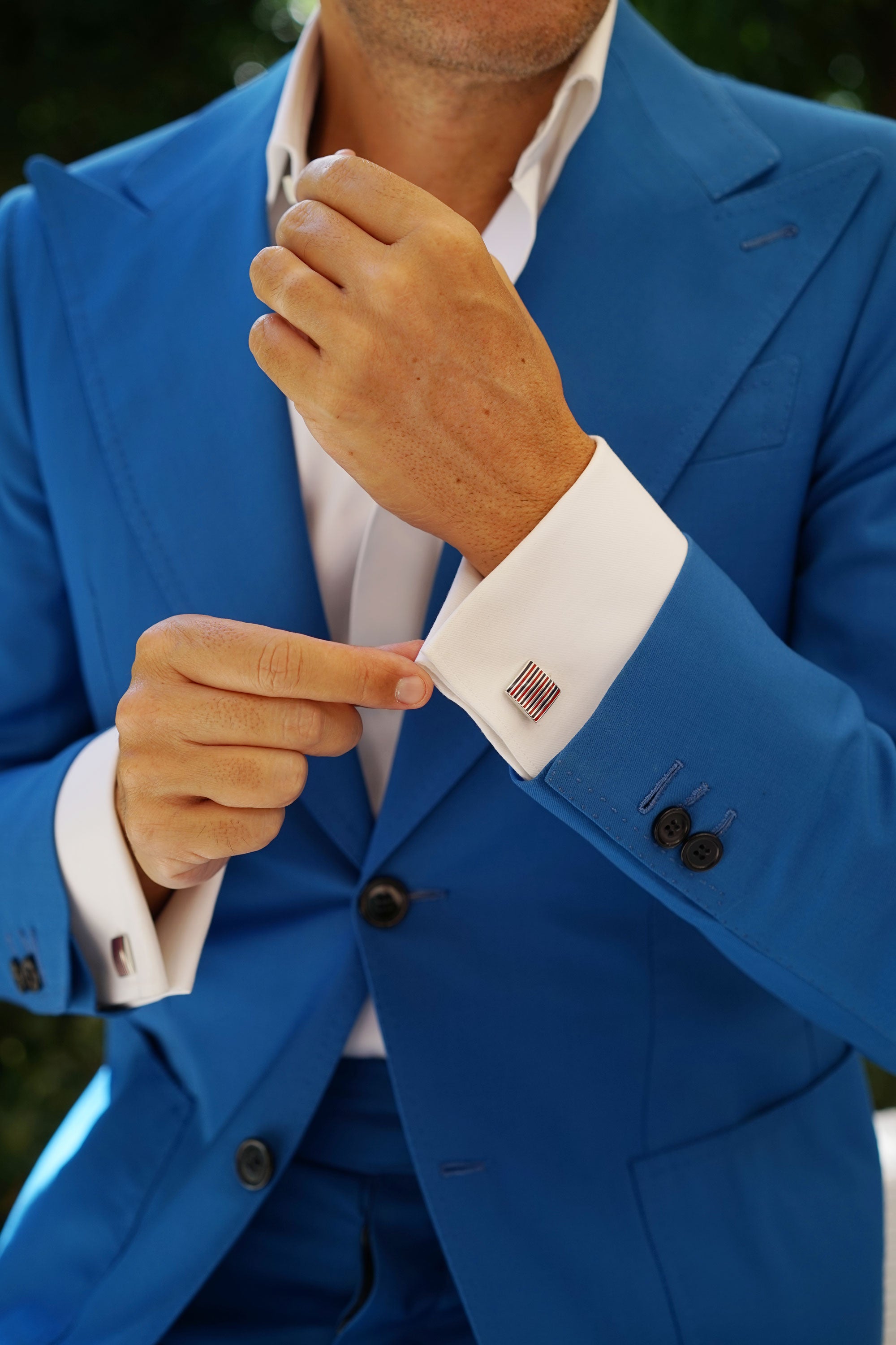 Navy Blue and Maroon Pinstripe Cufflinks