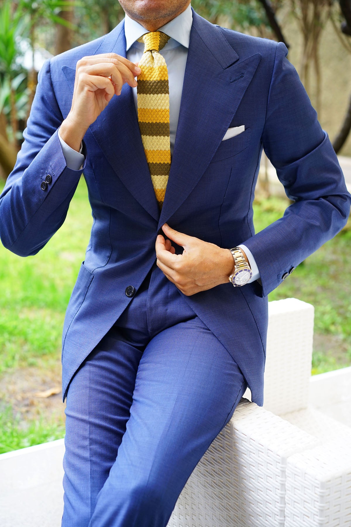 Three Shades of Yellow Knitted Tie