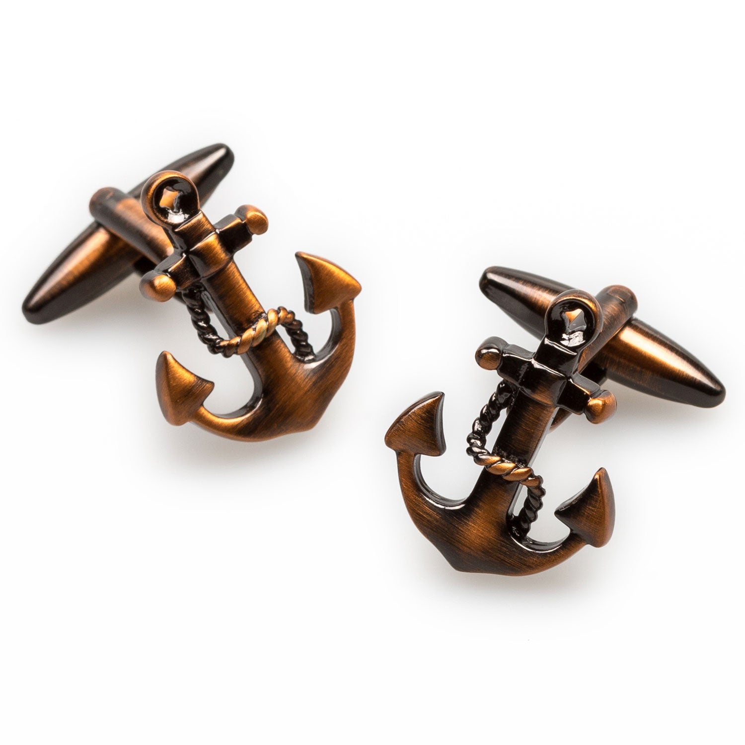 Antique Copper Anchor Rope Cufflinks