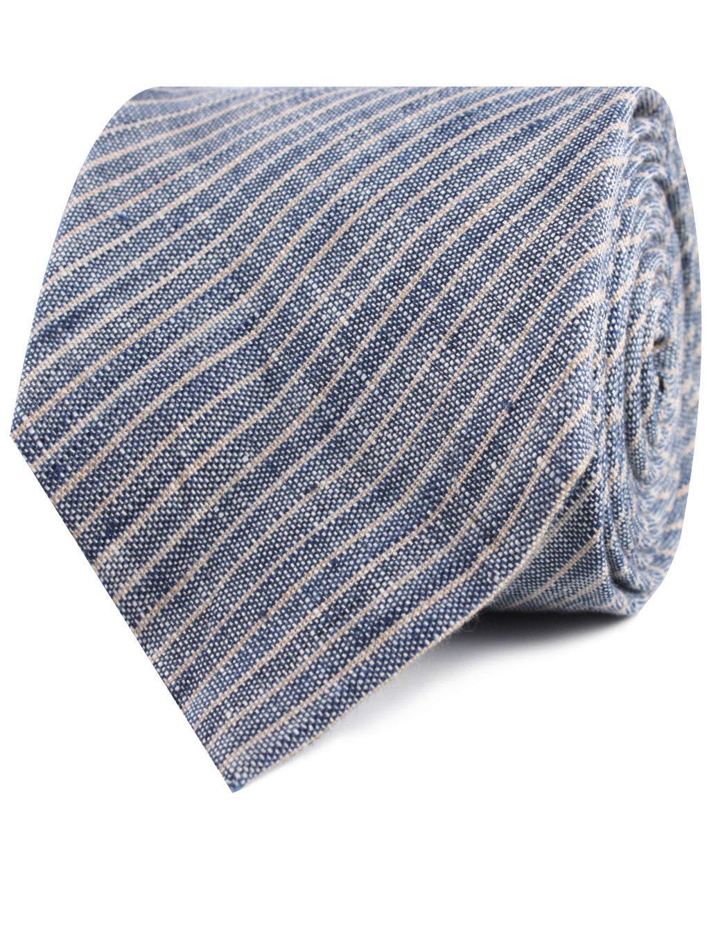 Blue Dry Cold Linen Pinstripe Tie