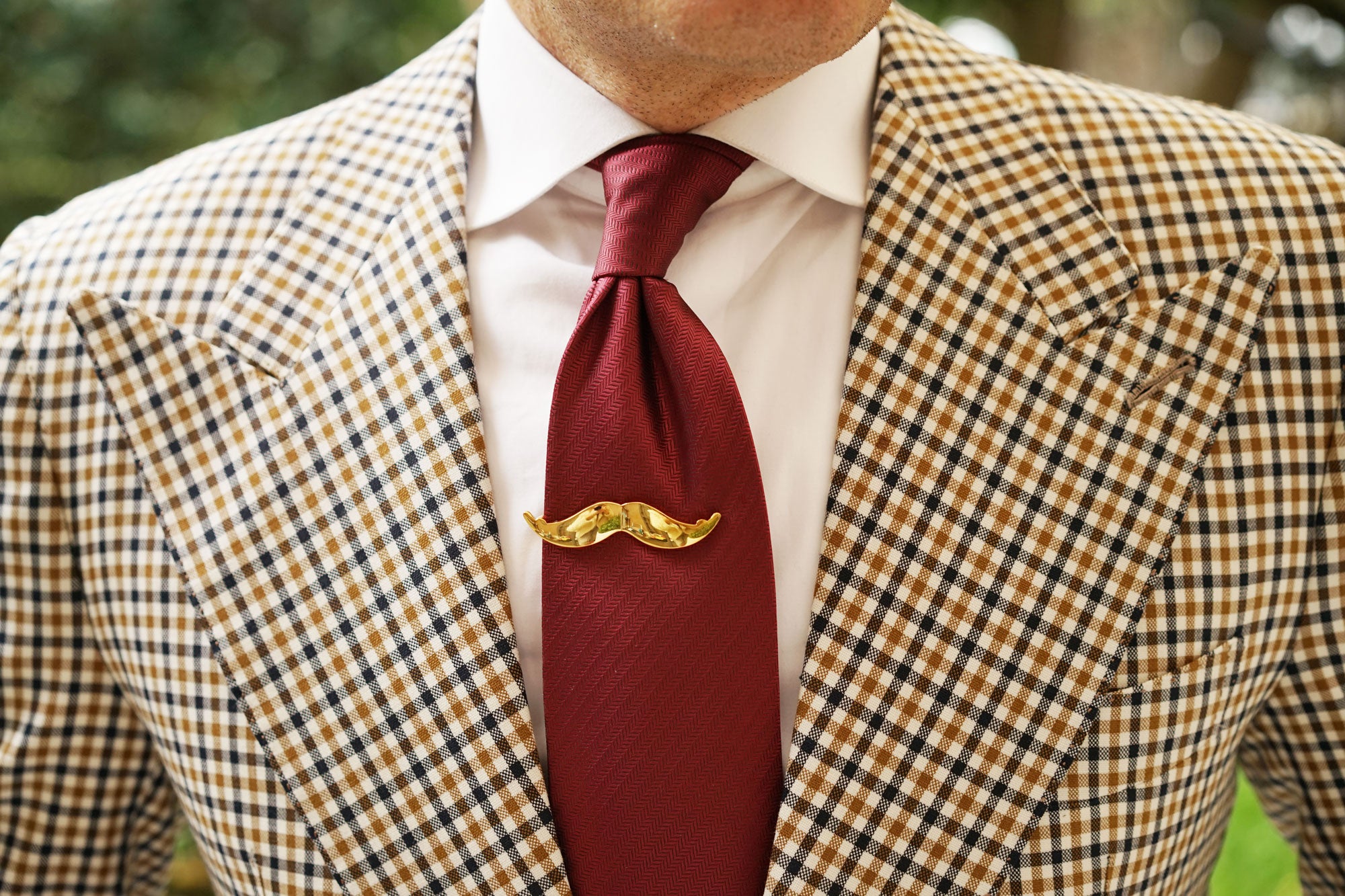 Gold Moustache Tie Bar