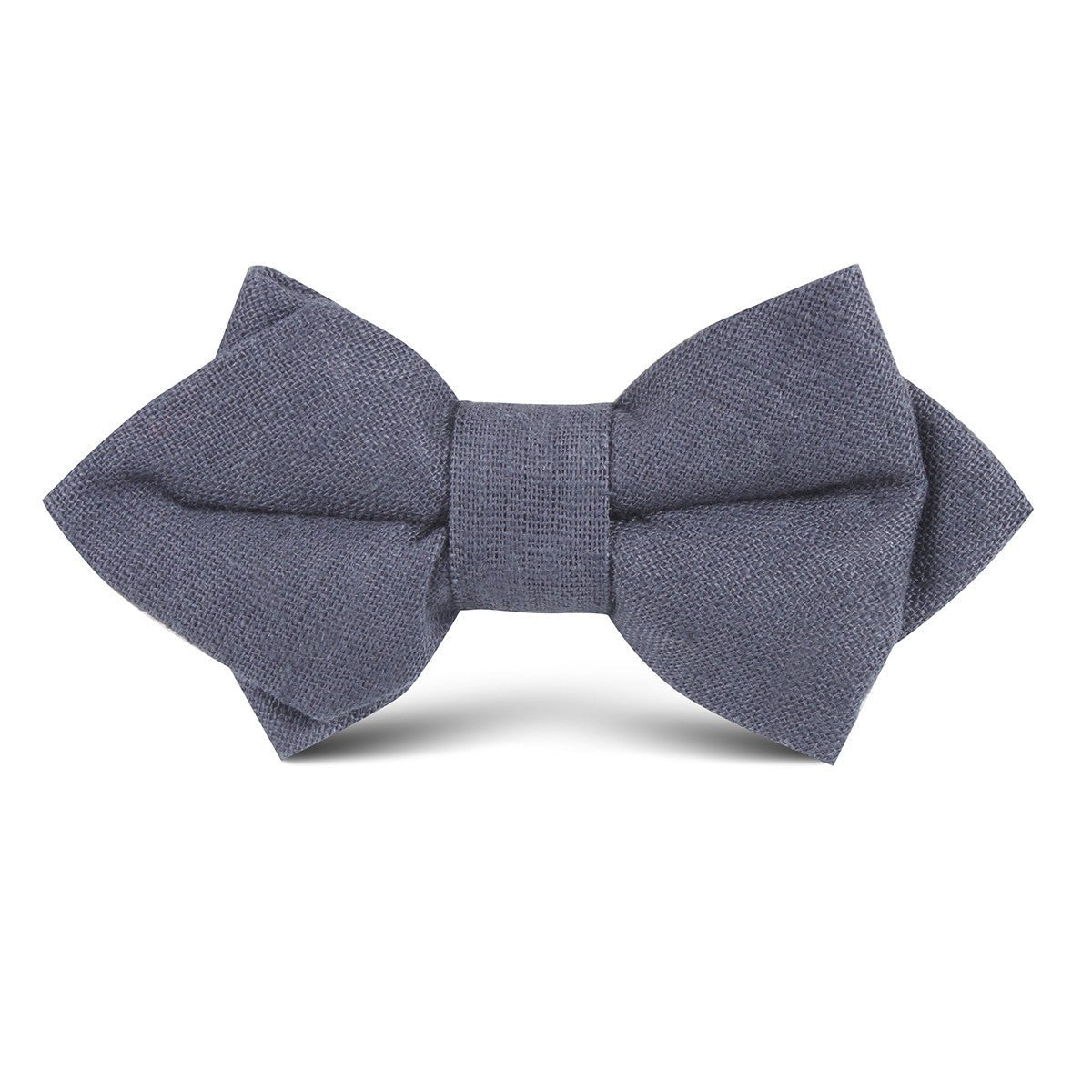 Navy Blue Slub Linen Kids Diamond Bow Tie