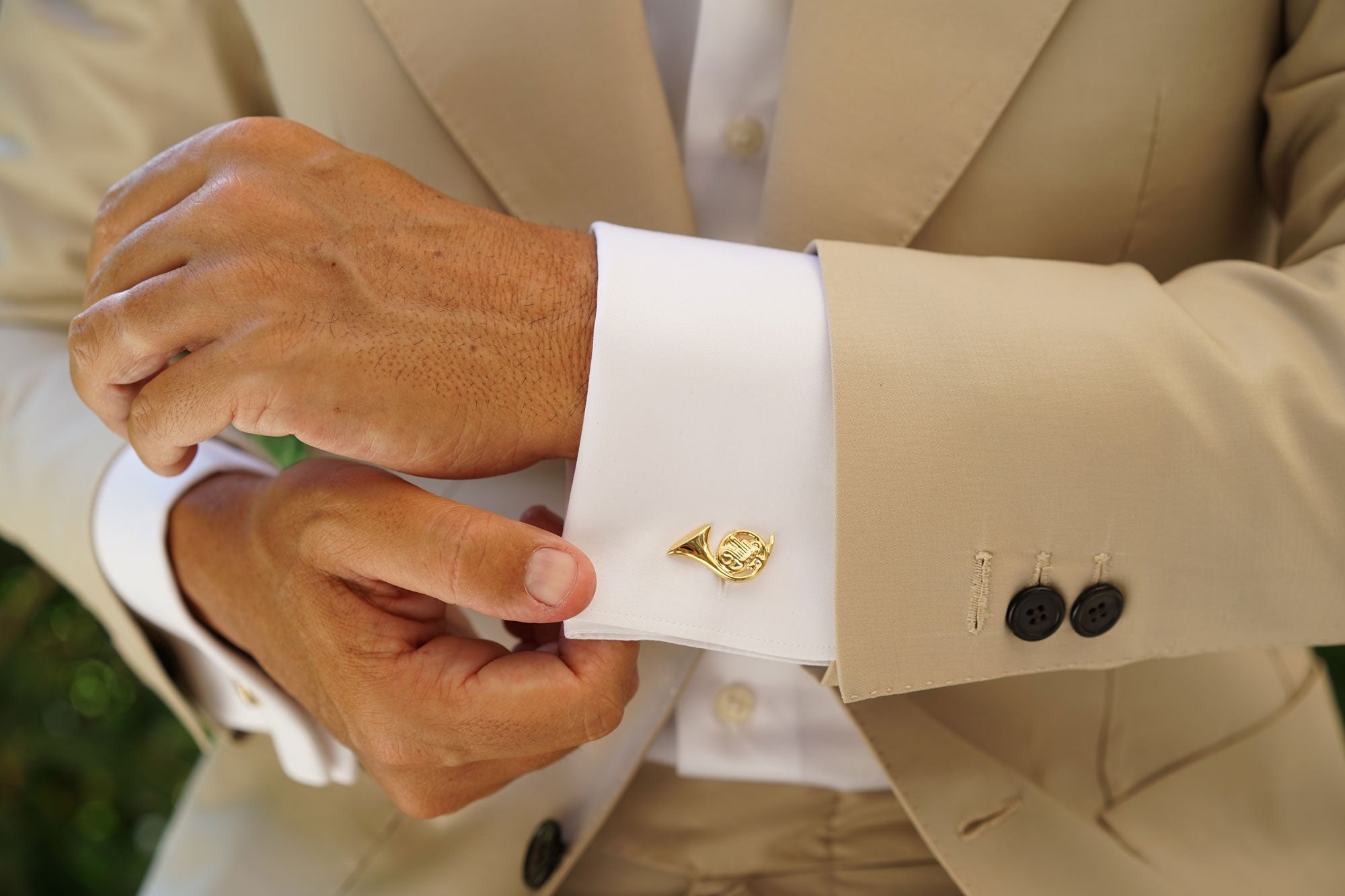 Jackie French Horn Gold Cufflinks