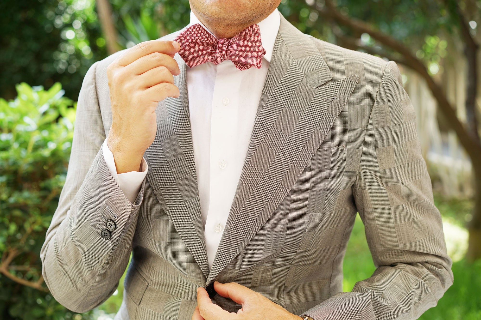 Burgundy Sharkskin Diamond Self Bow Tie