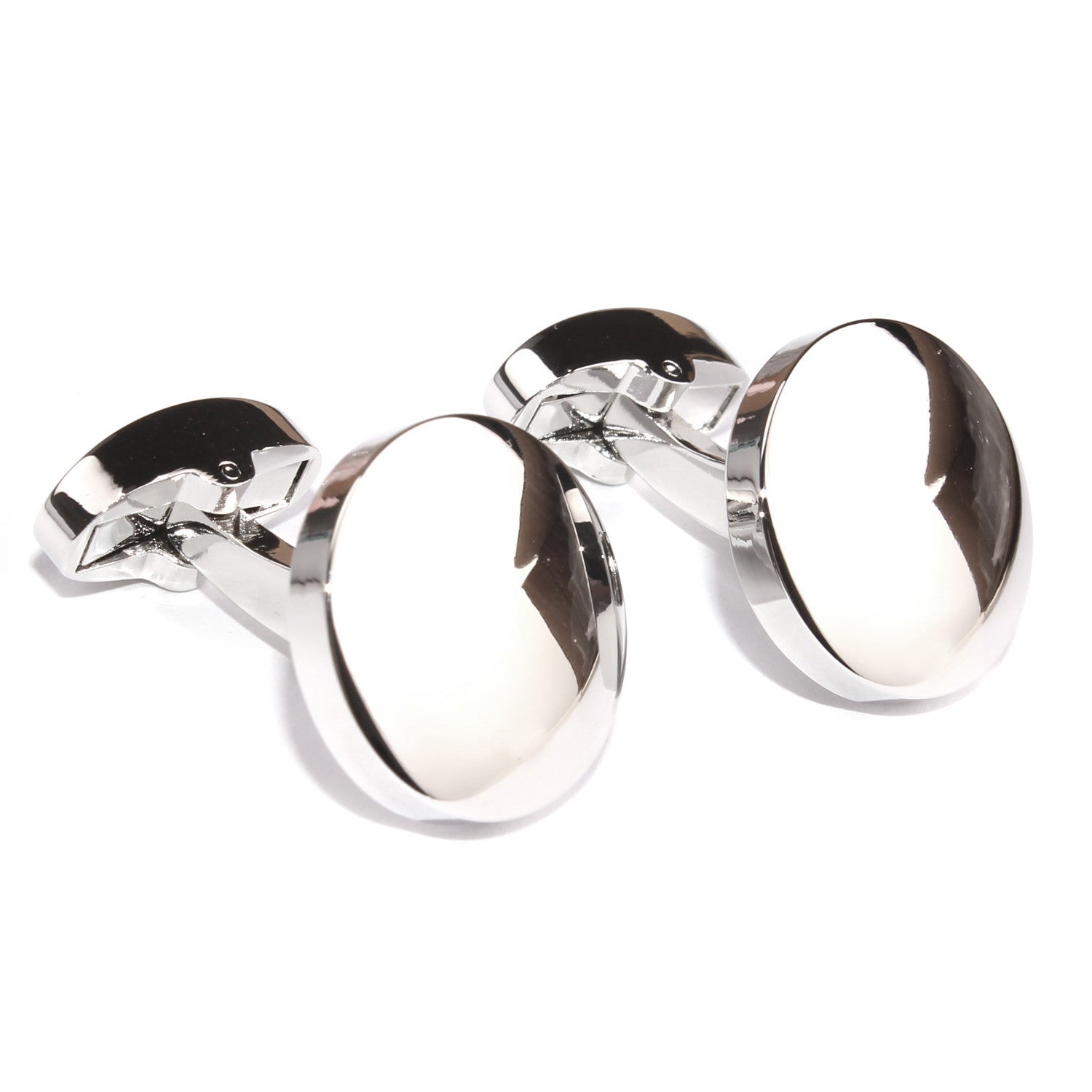 Silver Circle Clear Face Cufflinks