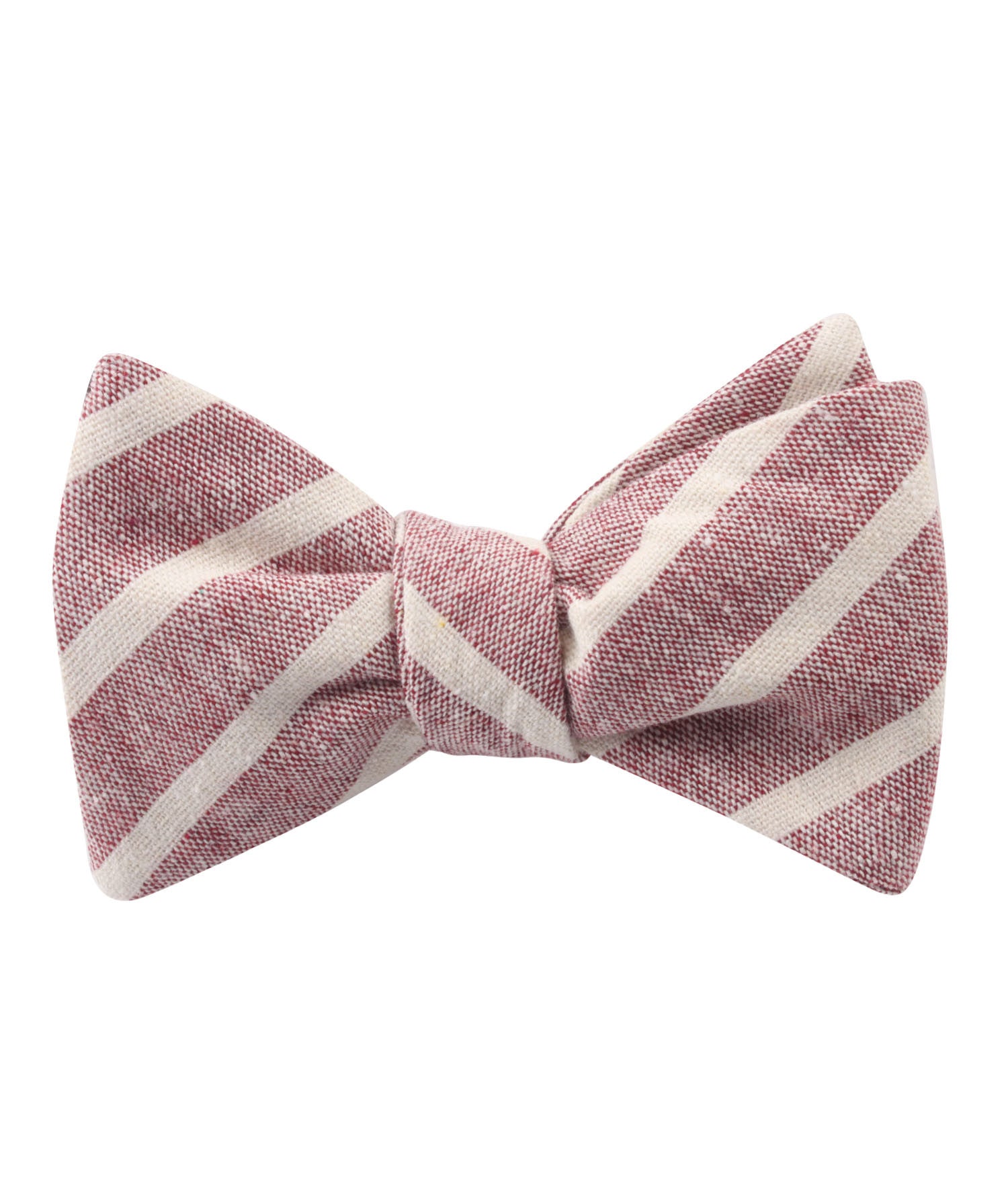 Turkish Delight Red Stripe Linen Self Bow Tie