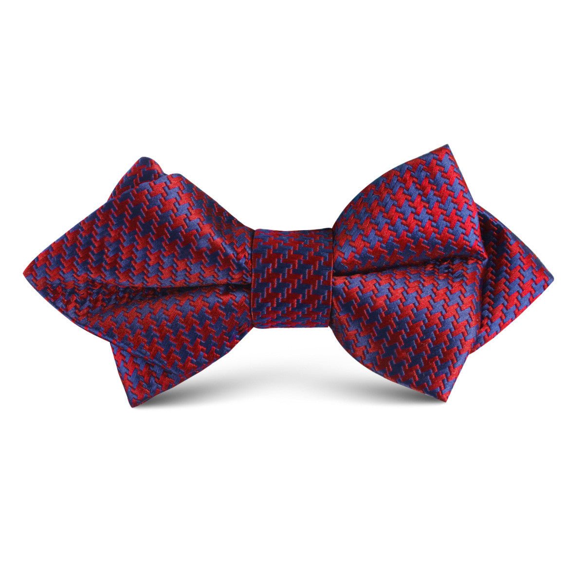 Scarlet Red Houndstooth Kids Diamond Bow Tie