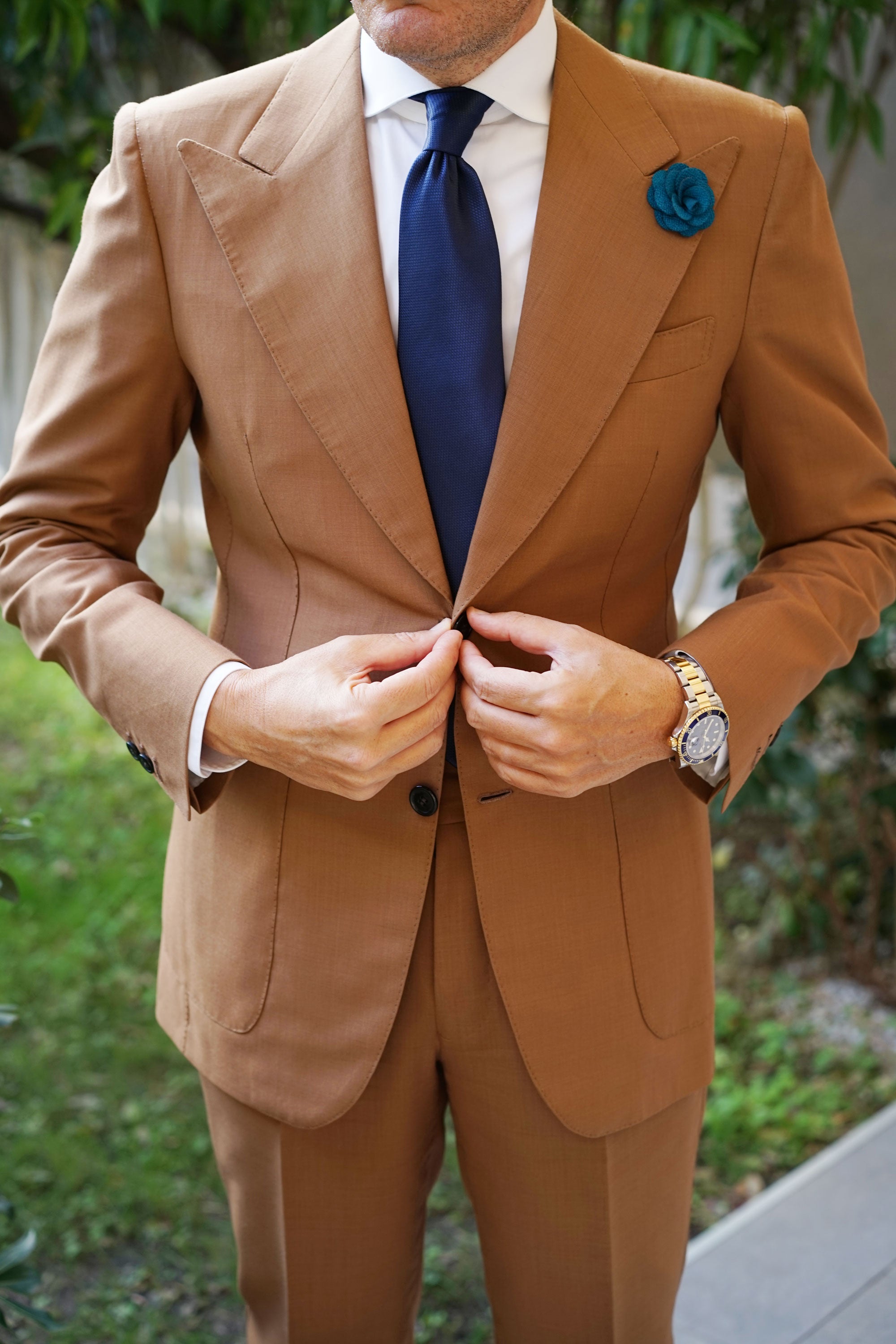 Teal Lapel Flower