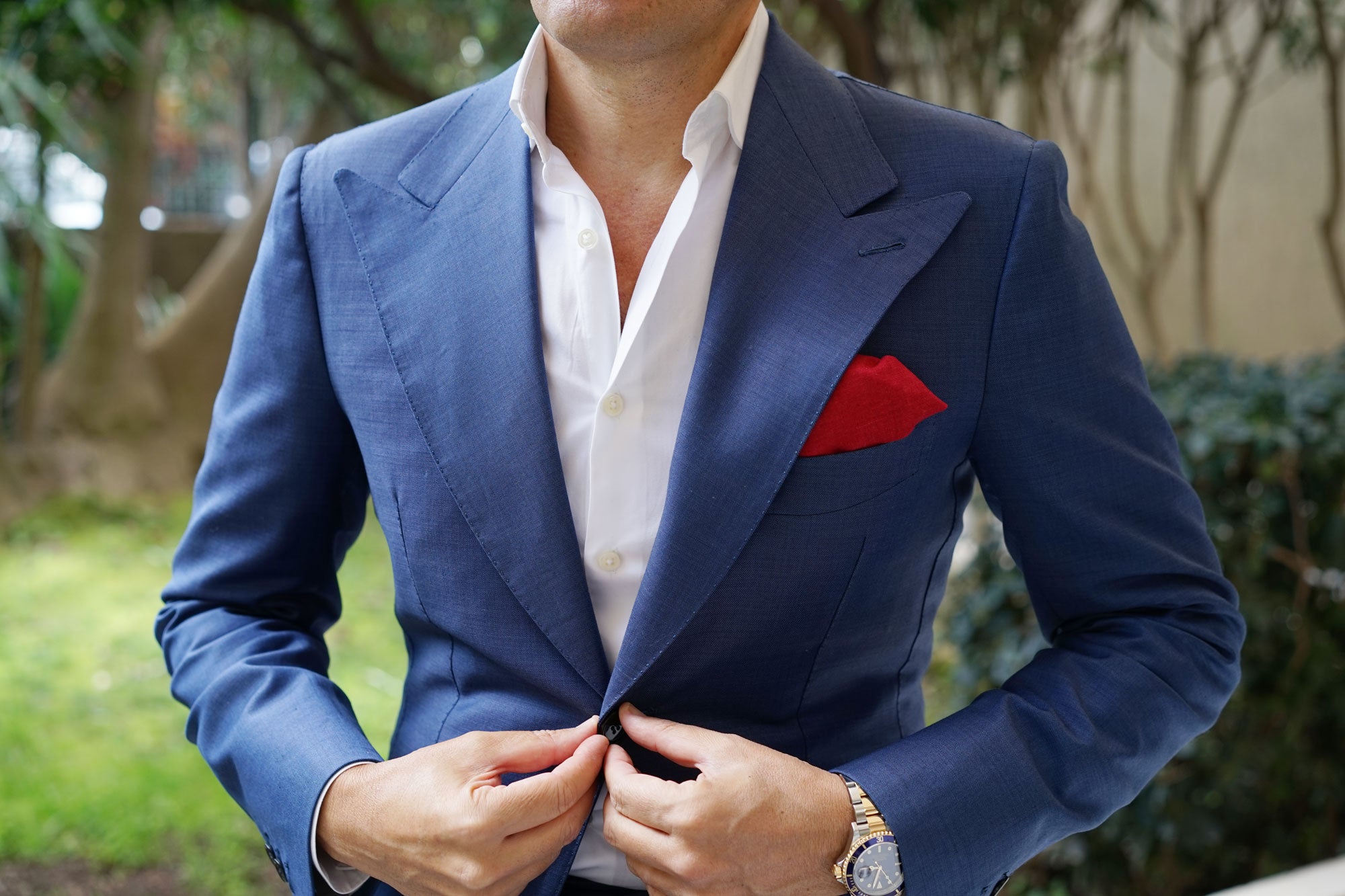 Apple Maroon Linen Pocket Square