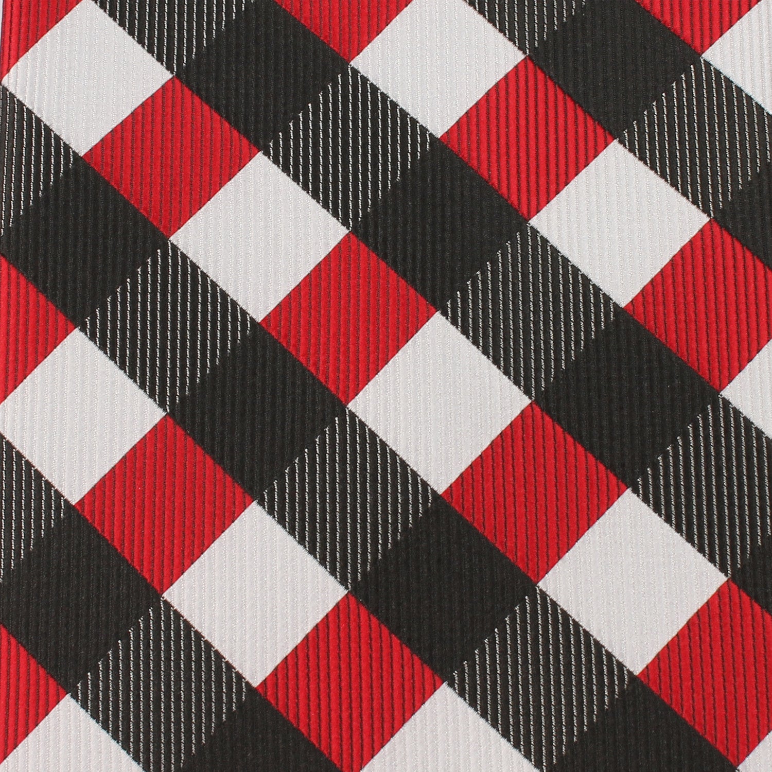 White Black Maroon Checkered Tie