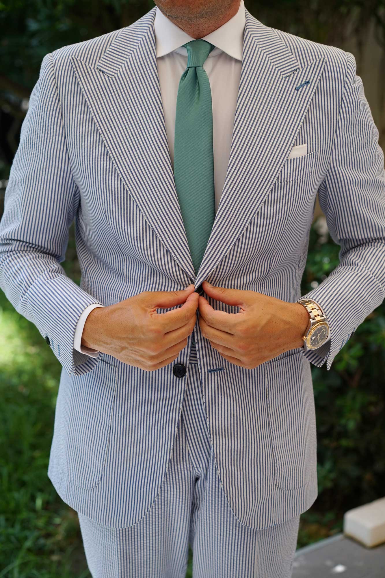 Viridian Green Twill Skinny Tie