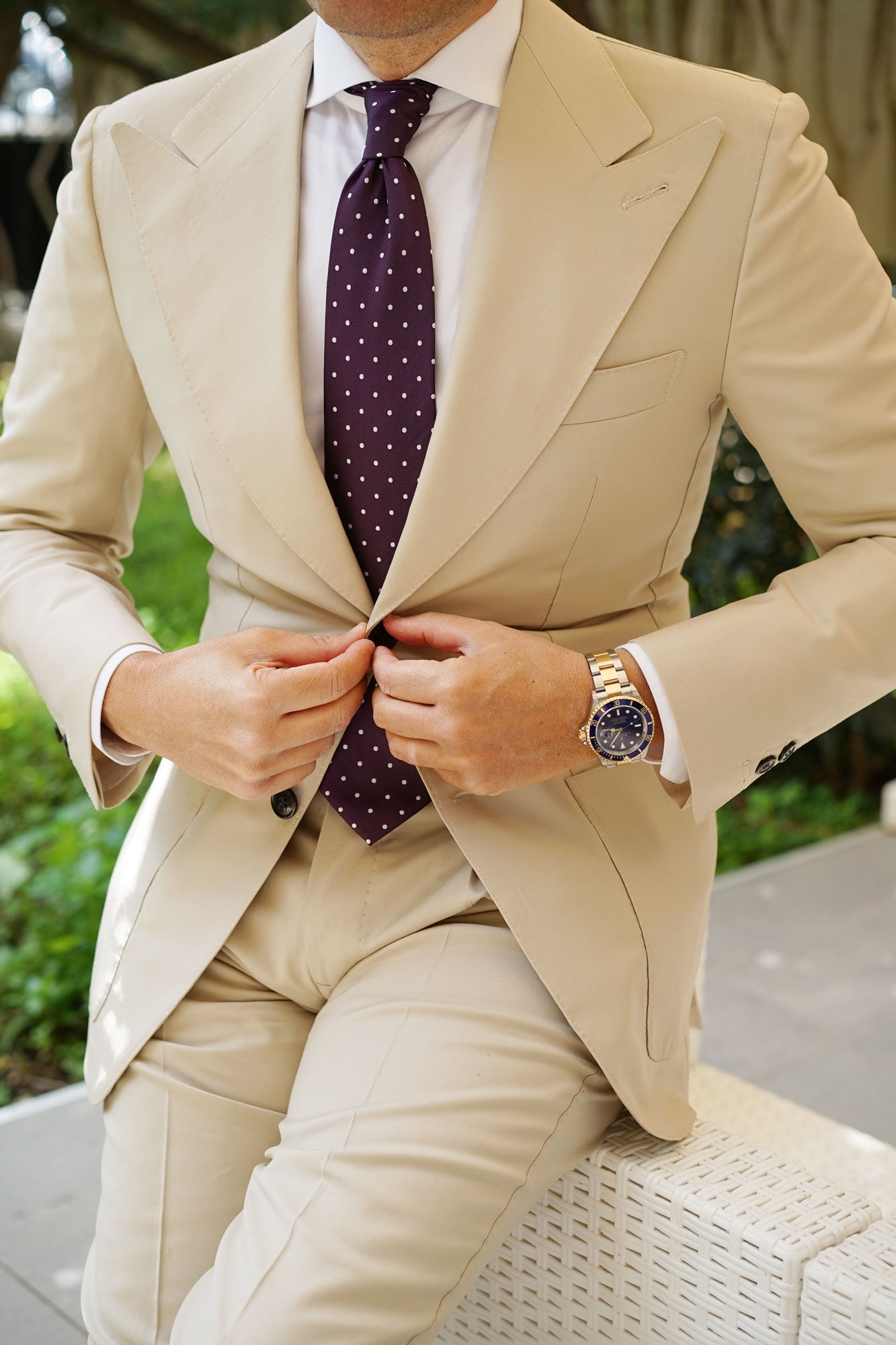 Eggplant Plum Purple with White Polka Dots Necktie